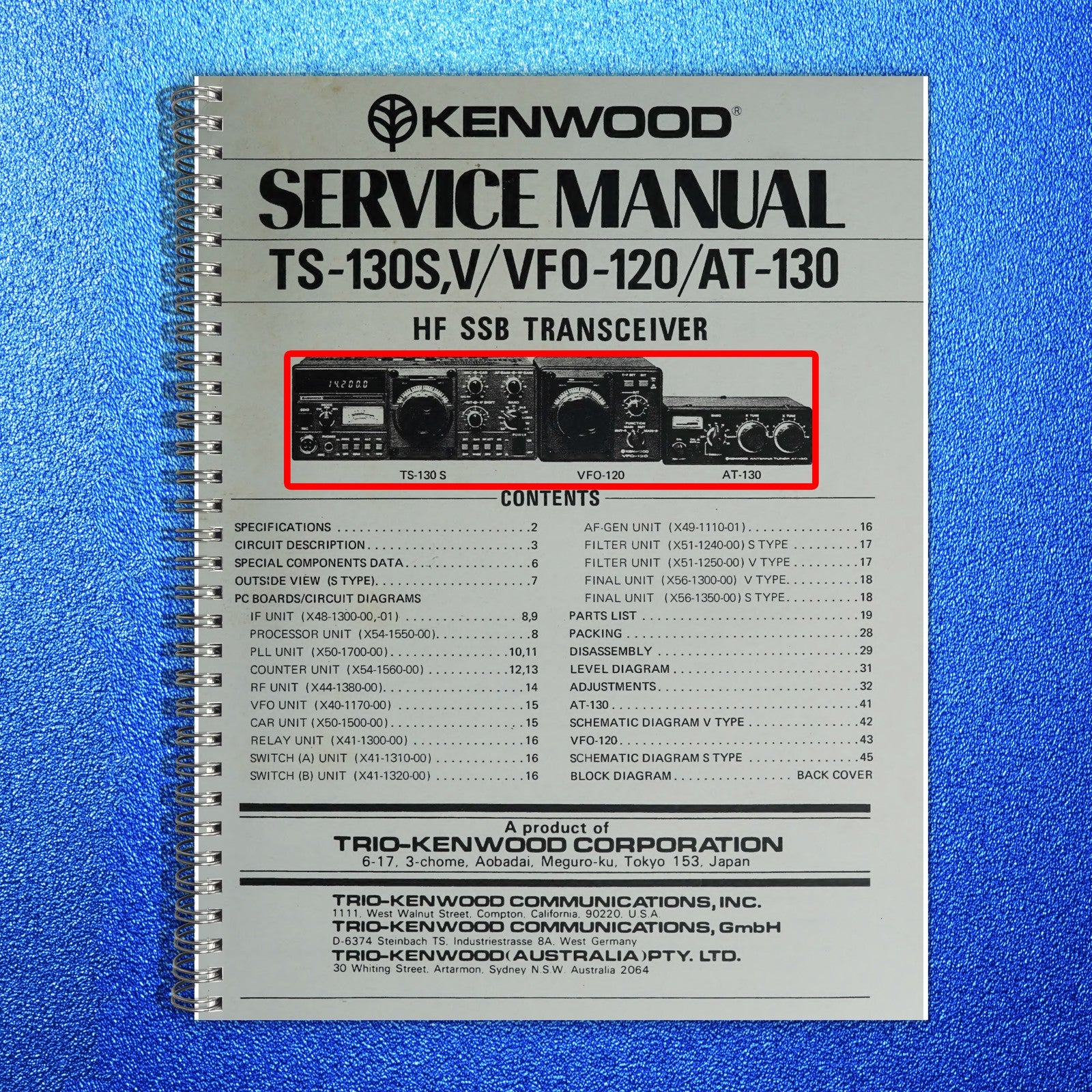 KENWOOD TS-130S TS-130V VFO-120 AT-130 HF SSB Transceiver Service Manual
