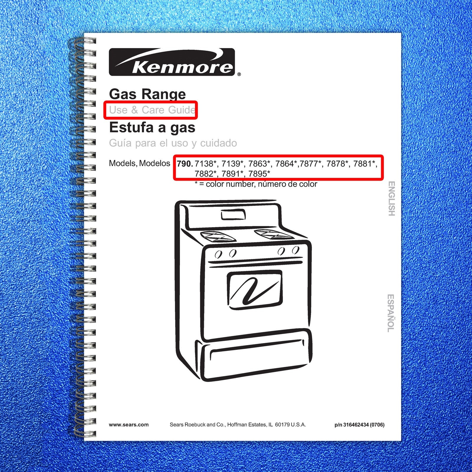 KENMORE 790 Gas Range Use And Care Manual - STEEL WIRE BOUND - PROTECTIVE COVERS