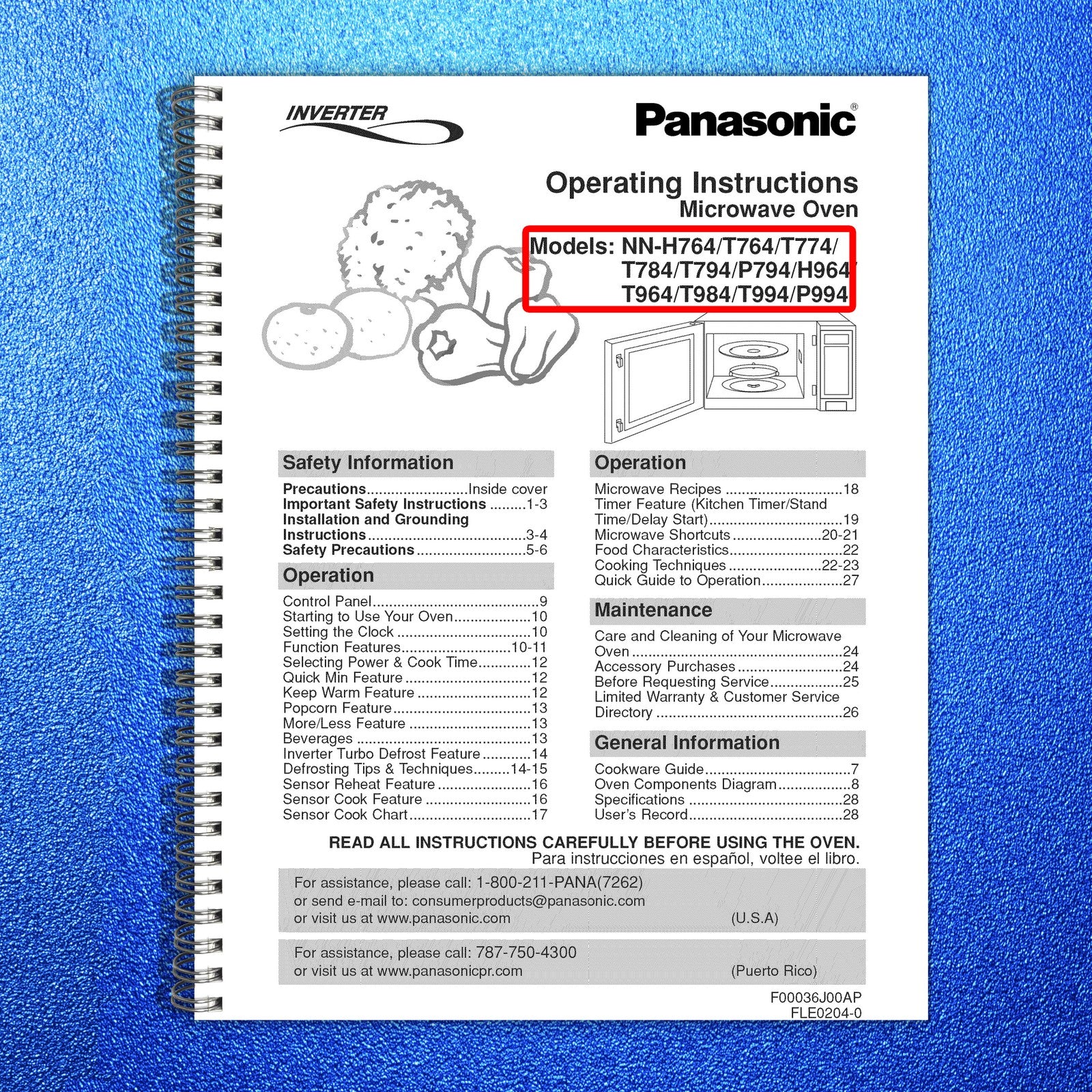 PANASONIC NN-H764 T764 T774 H964 T964  More Microwave Owners Manual - BOUND