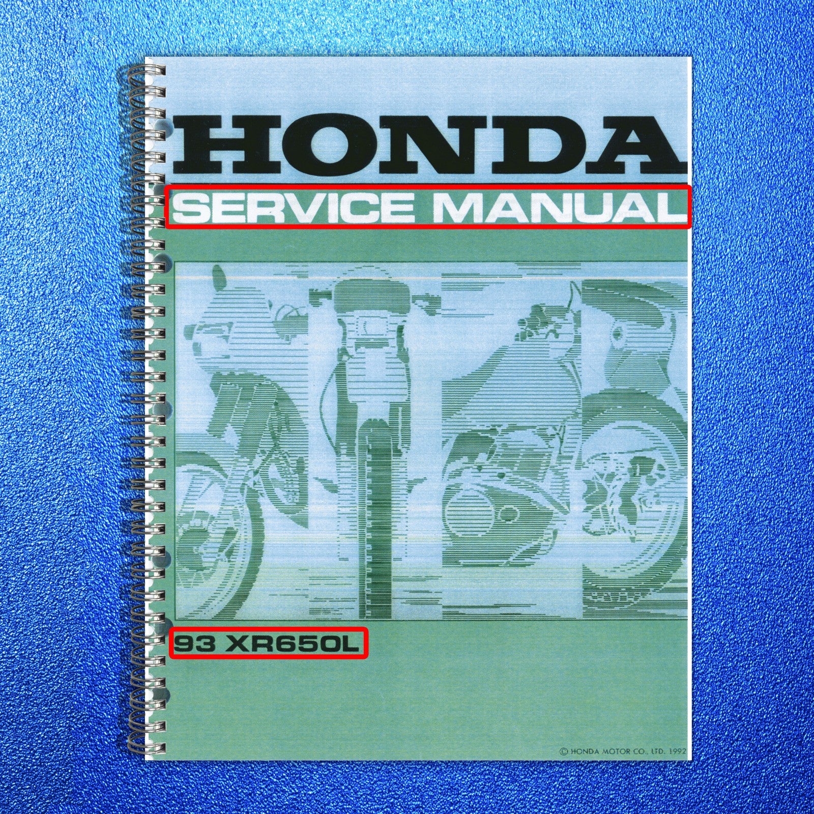 HONDA XR650L Motorcycle Service Manual - STEEL WIRE BOUND - PROTECTIVE COVERS