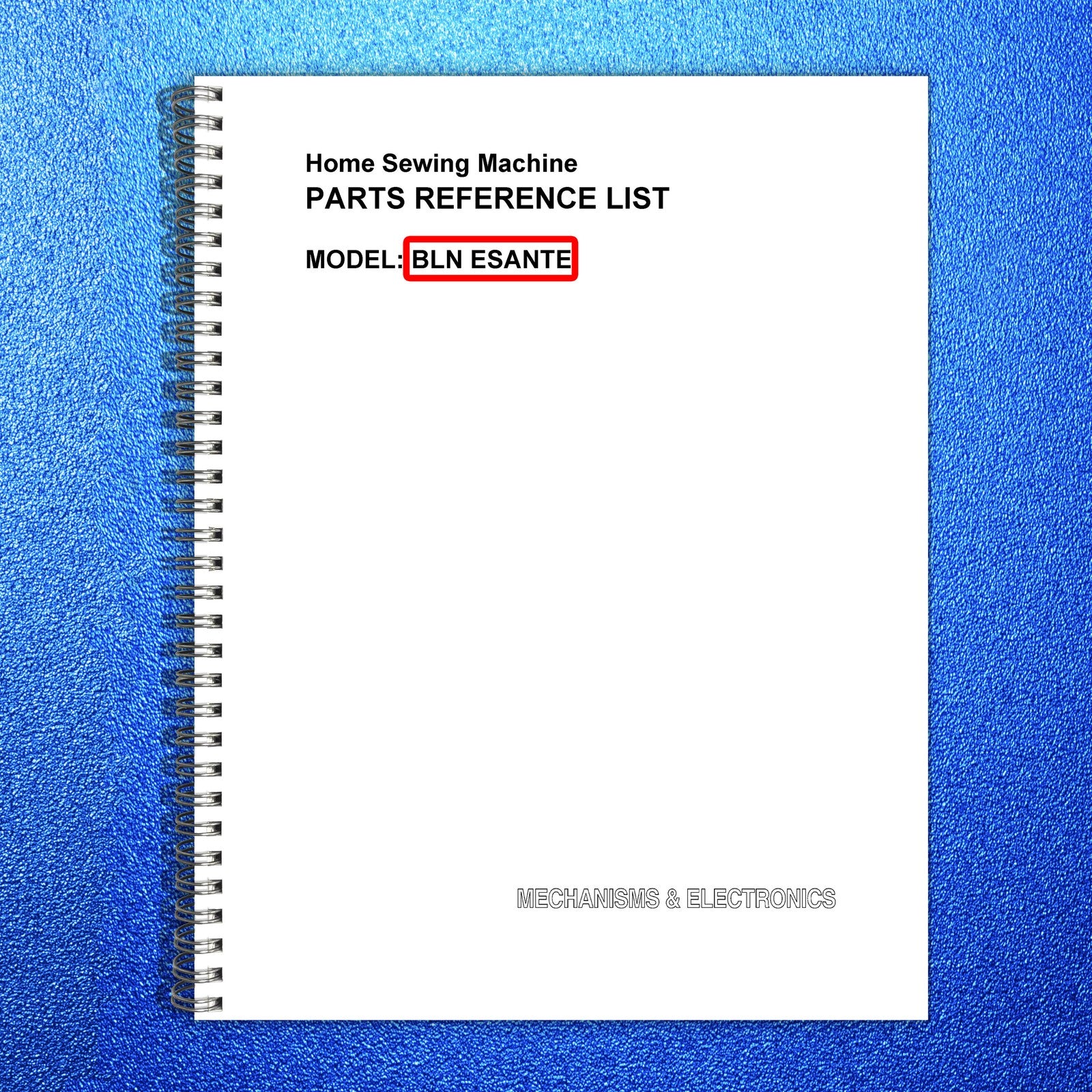 BABYLOCK Esante Sewing Machine Parts Reference List Manual - WIRE BOUND - COVERS