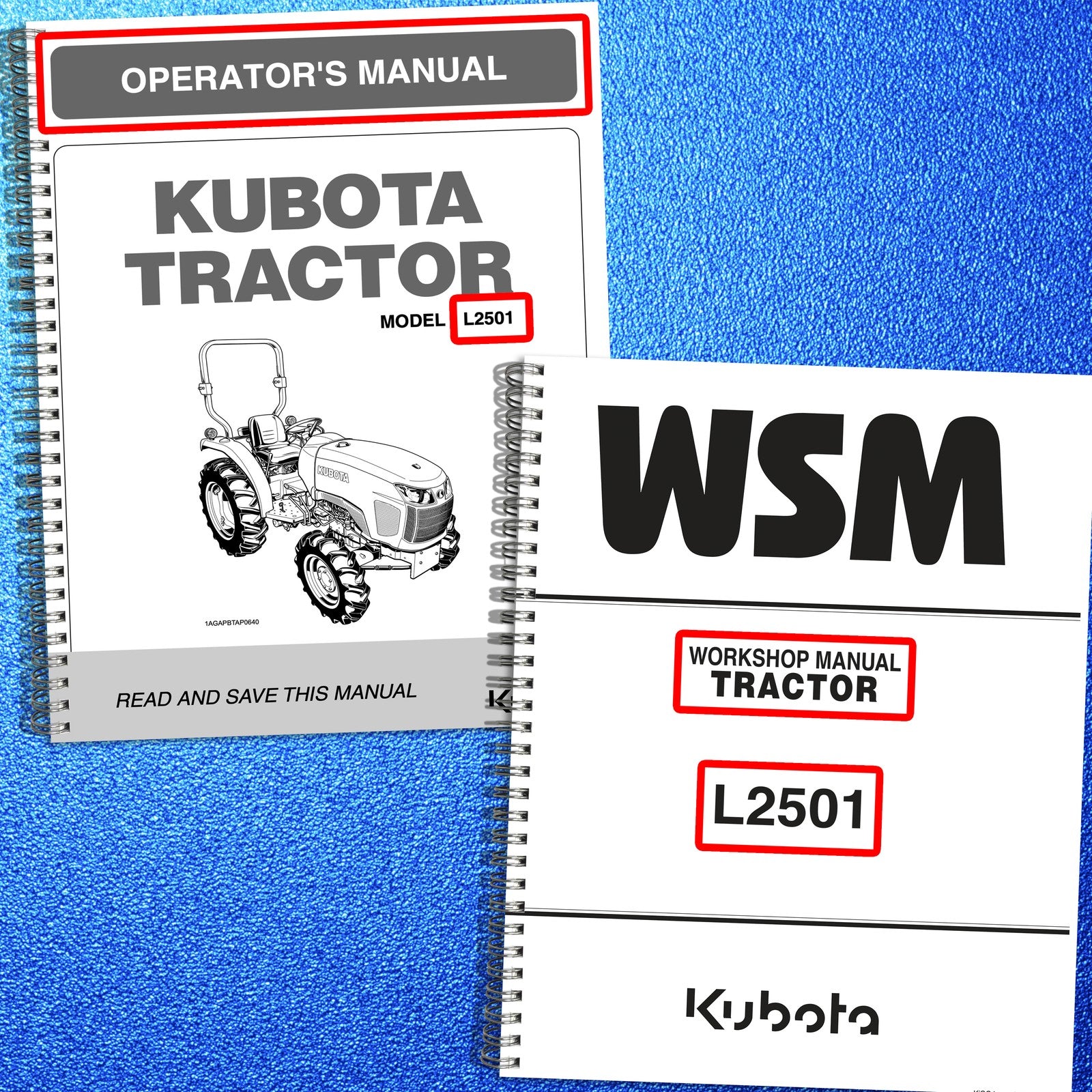 KUBOTA L2501 Tractor Operators & Service Manual BUNDLE - WIRE BOUND - COVERS
