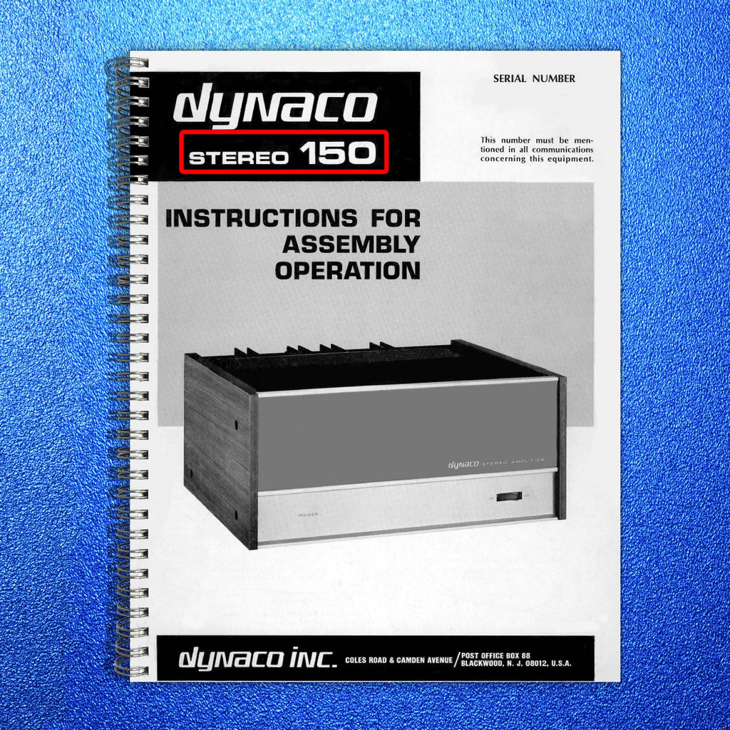 DYNACO STEREO 150 AMPLIFIER OPERATION MANUAL - STEEL WIRE BOUND - TOUGH COVERS