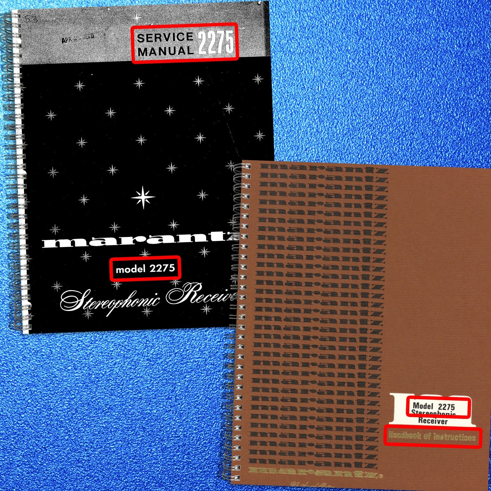 MARANTZ 2275 Service & Operators Manual BUNDLE - STEEL WIRE BOUND - TOUGH COVERS