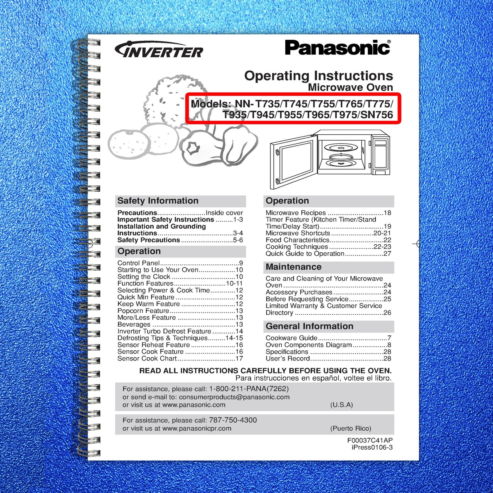 PANASONIC NN-T735 T745 T755 T765 T775 T935  More Microwave Owners Manual