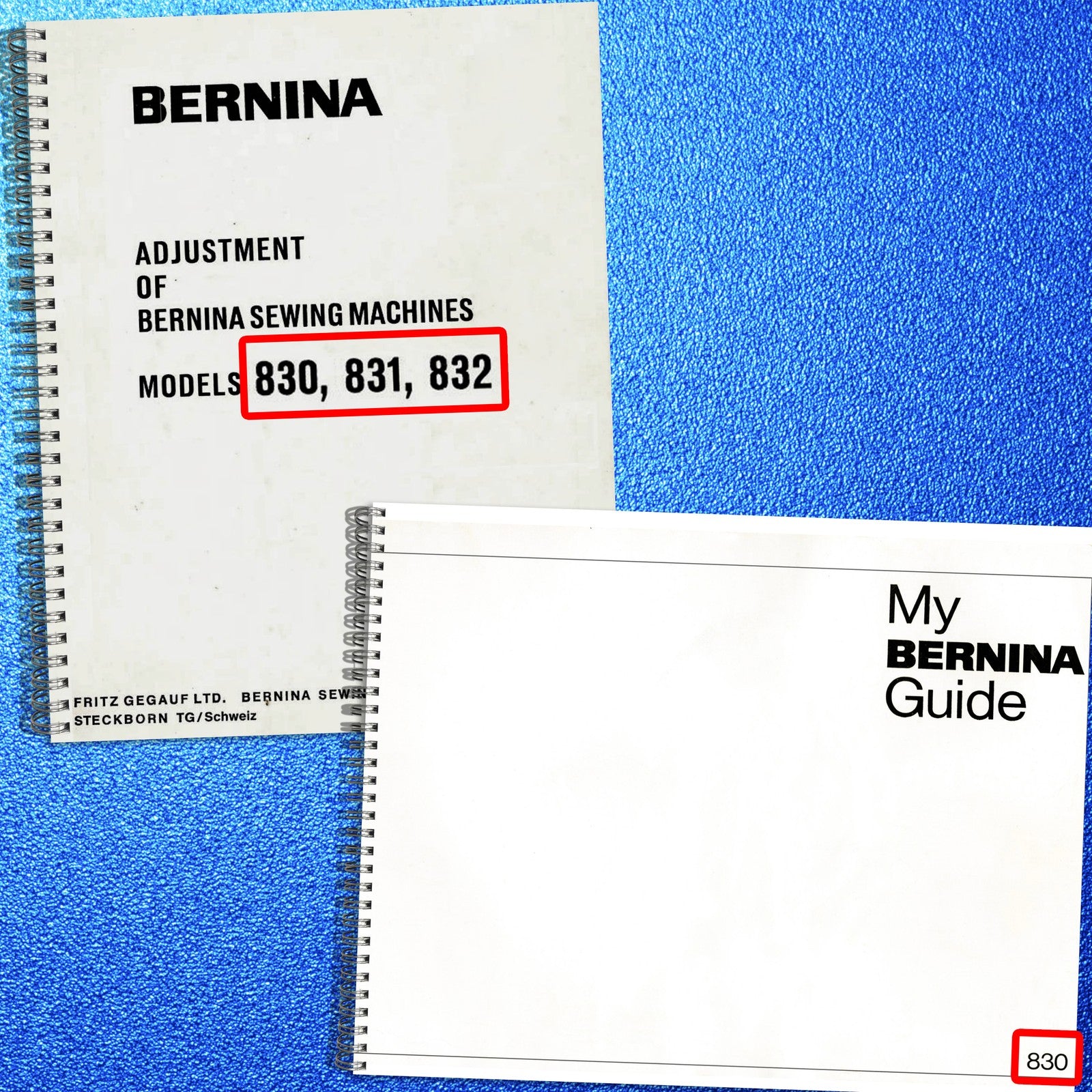 BERNINA 830 831 832 Adjustment Service & Color Manual BUNDLE - WIRE BOUND