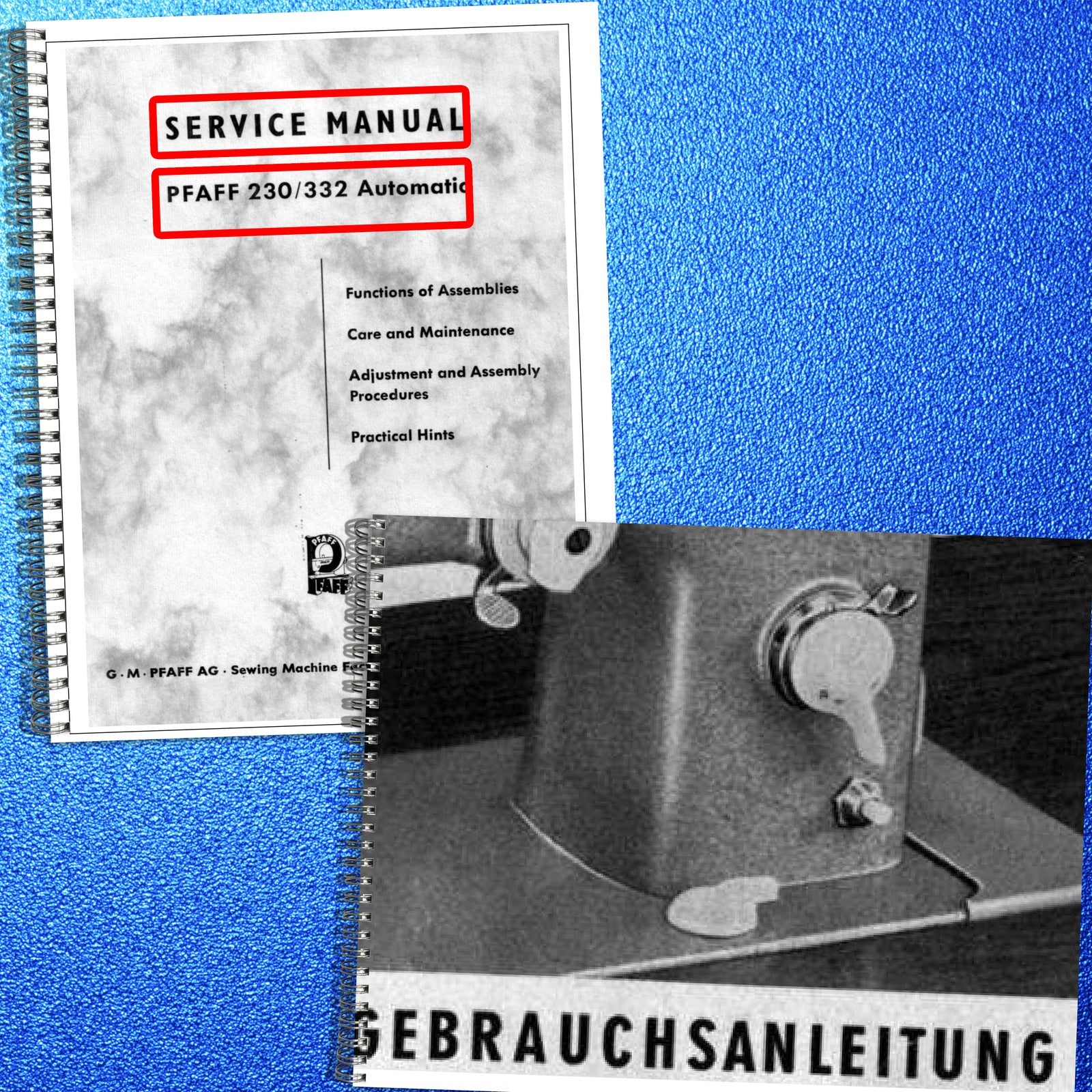 PFAFF 230 332 Sewing Machine Service & Operators Manual BUNDLE - WIRE BOUND