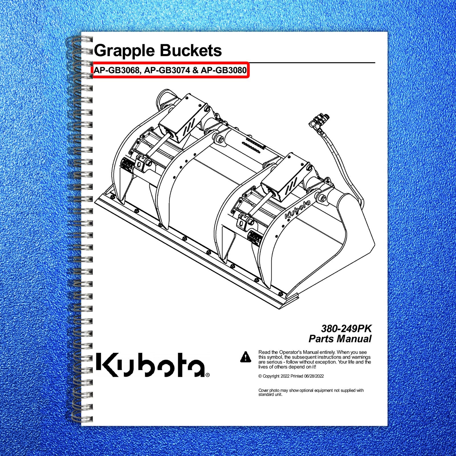 LAND PRIDE GB30 Scrap Grapple Bucket Parts Manual 2022 - WIRE BOUND - COVERS
