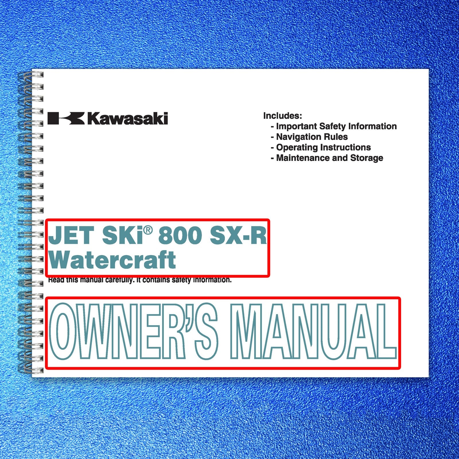 KAWASAKI 800 SX-R Jet Ski Watercraft Owners Manual 2011 - WIRE BOUND - COVERS