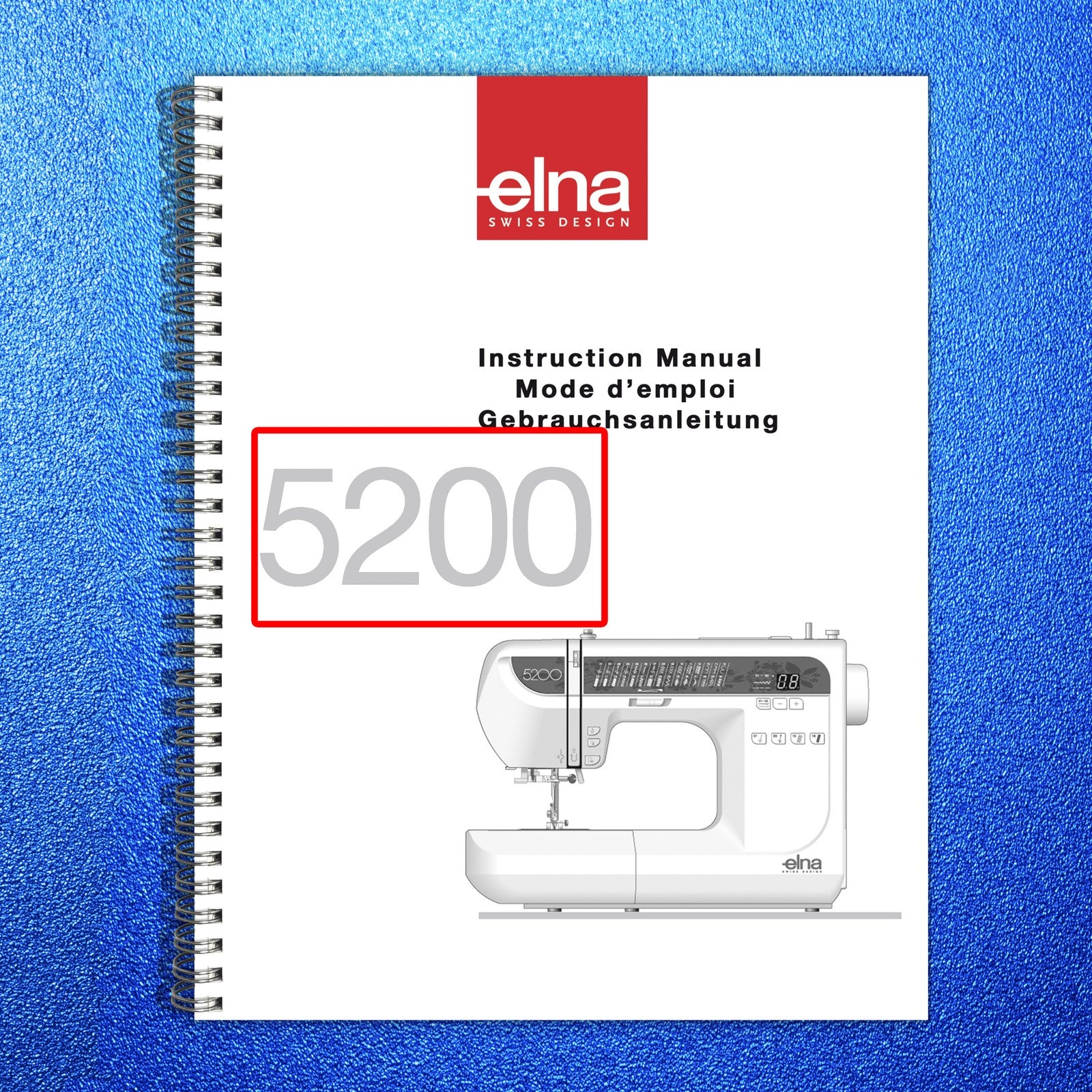 ELNA 5200 Sewing Machine Instruction Manual - STEEL WIRE BOUND - TOUGH COVERS