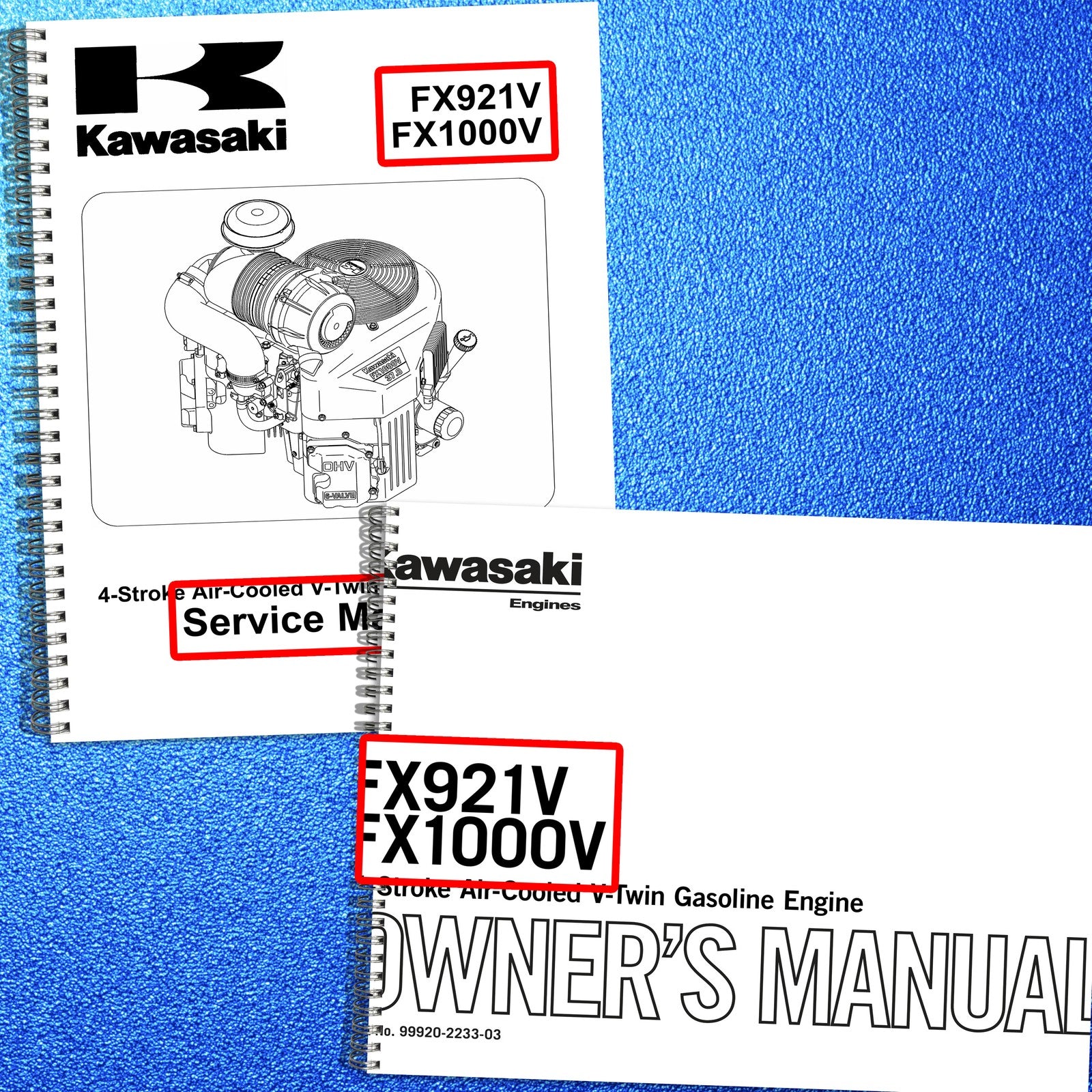 KAWASAKI FX921V FX1000V Service & Operators Manual BUNDLE - WIRE BOUND - COVERS