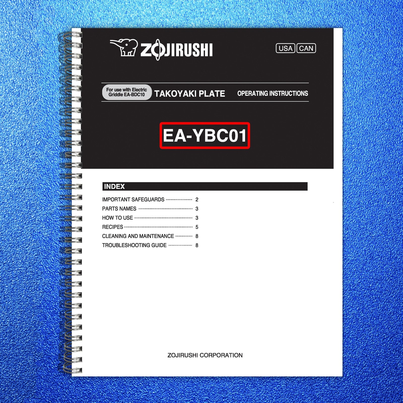 ZOJIRUSHI EA-YBC01 Takoyaki Plate EA-BDC10 Operating Instructions Manual - BOUND