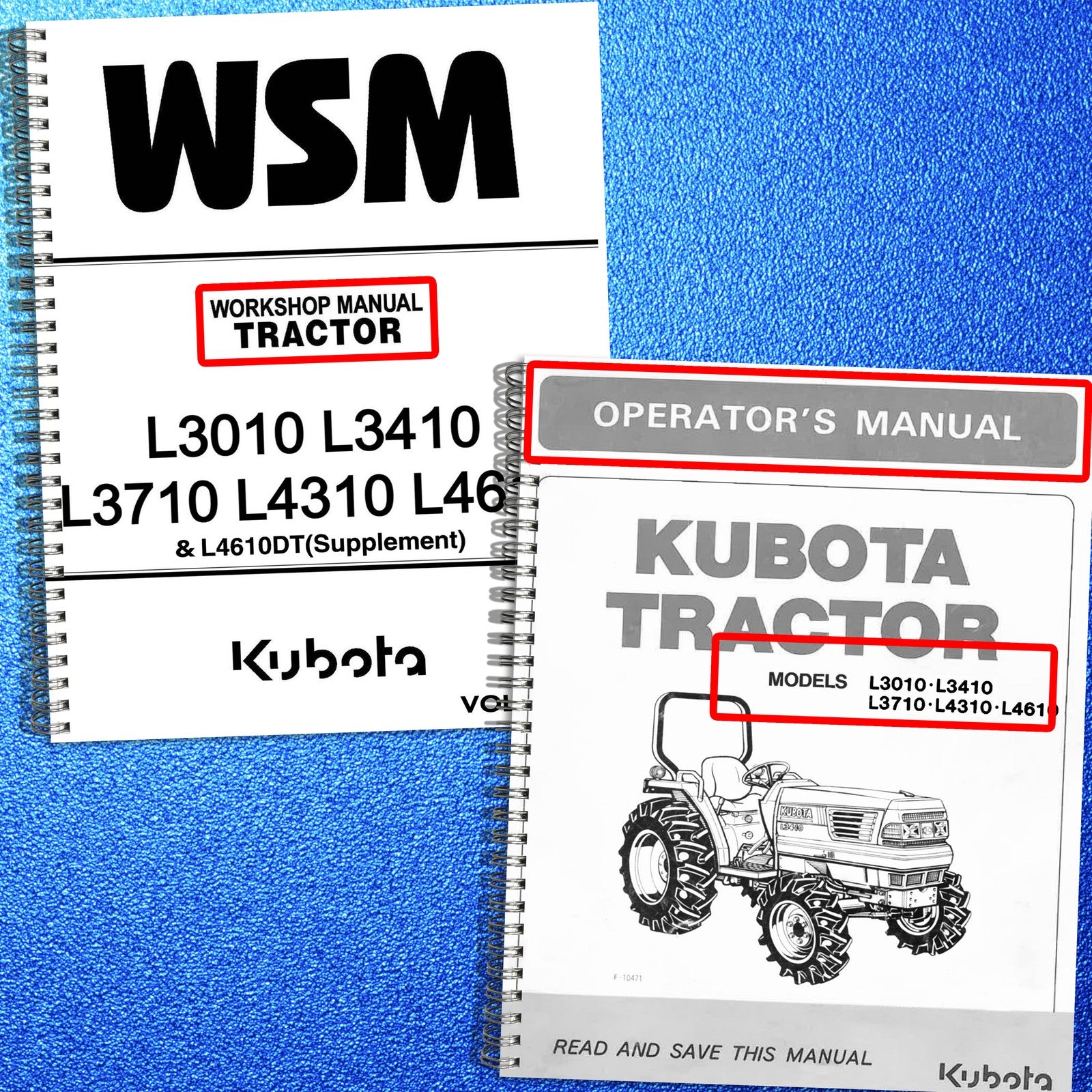 KUBOTA L3010 L3410 L3710 L4310 L4610 Workshop & Operators Manuals BUNDLE
