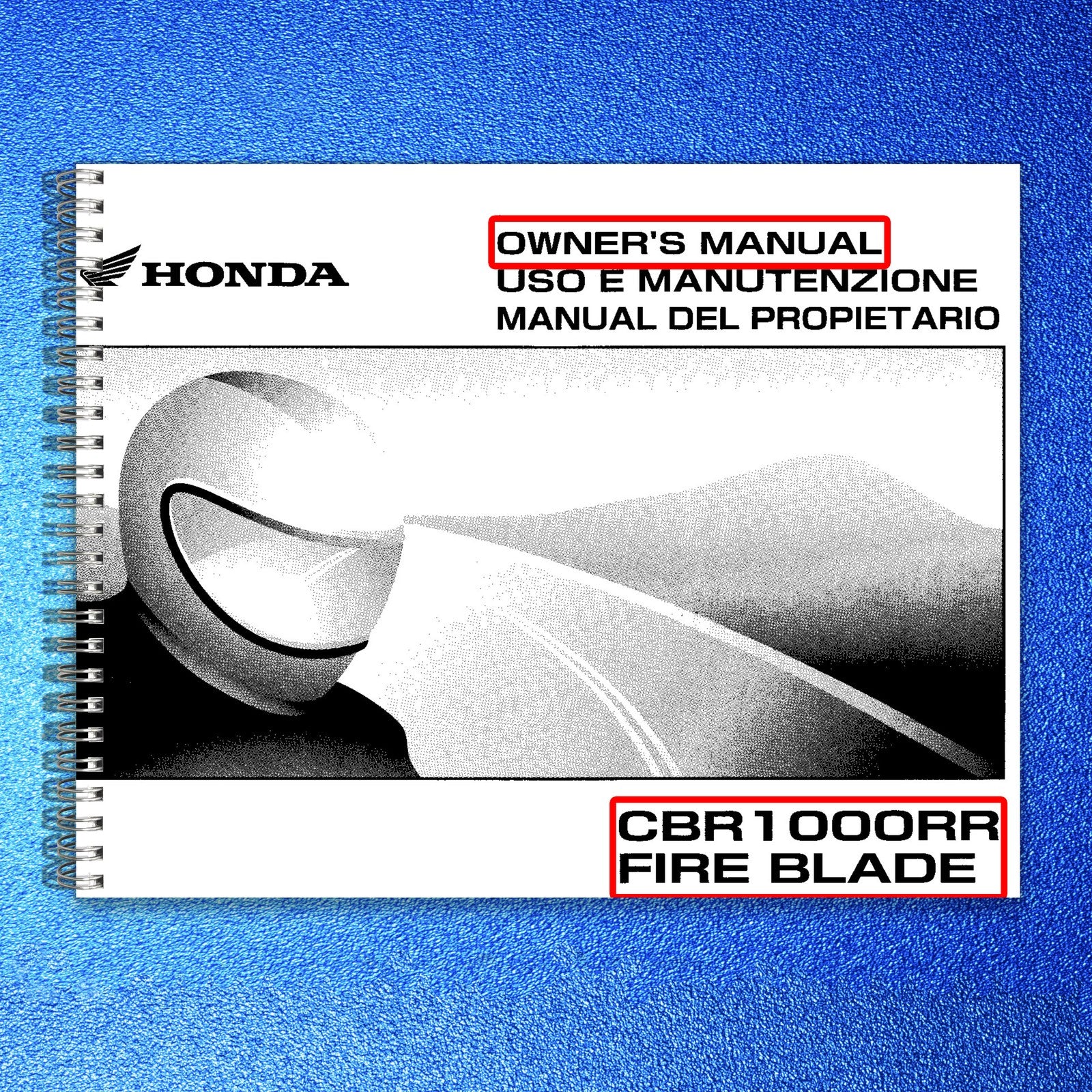 HONDA CBR1000RR Fire Blade Owners Manual 2008 - BOUND - COVERS - XL FOLDOUTS
