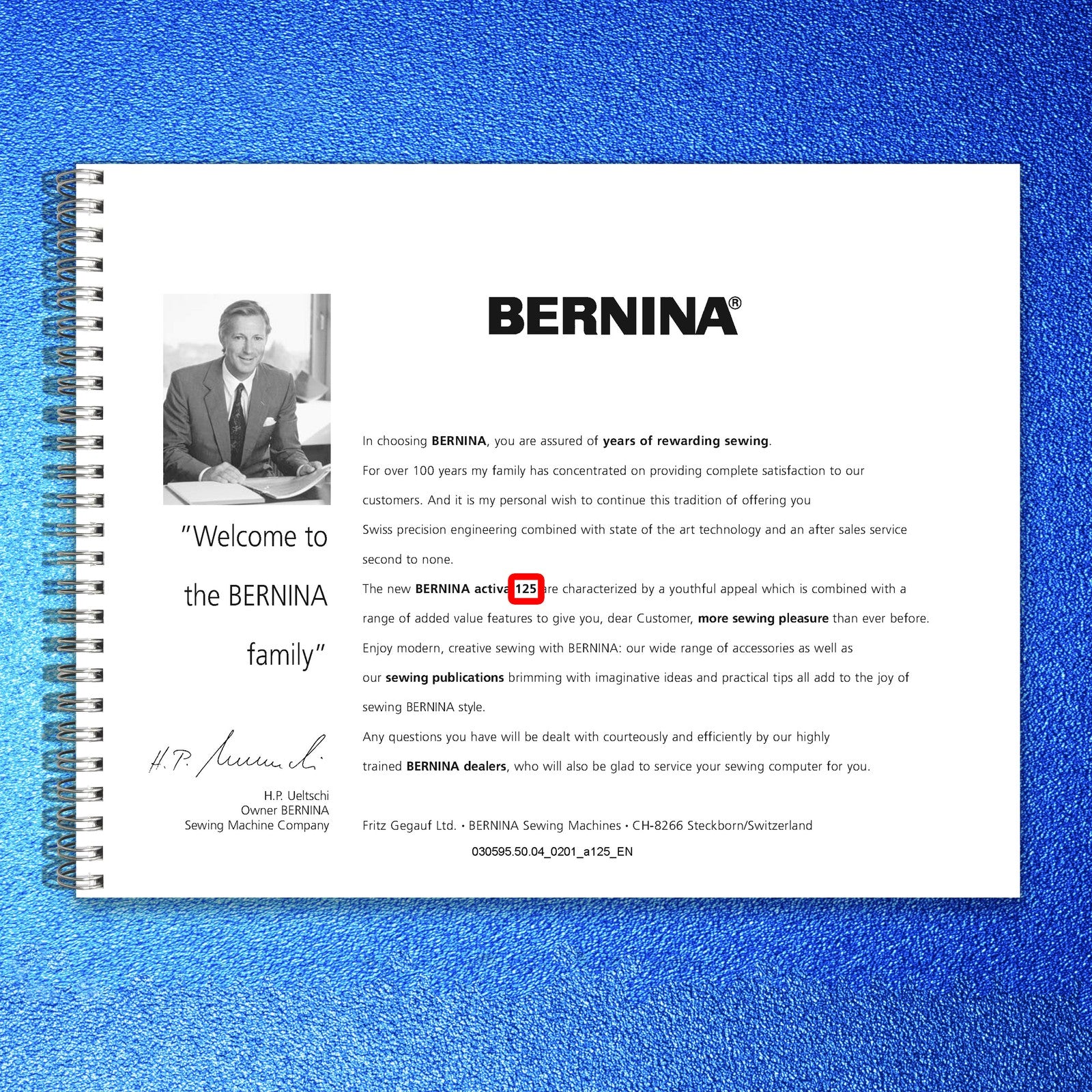 BERNINA 125 Sewing Machine Instruction Manual - STEEL WIRE BOUND - TOUGH COVERS