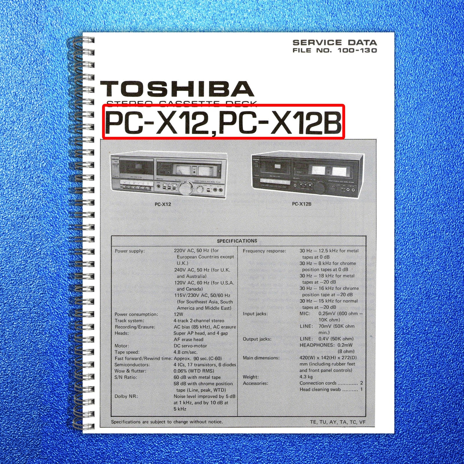 TOSHIBA PC-X12 PC-X12B Stereo Cassette Deck Service Manual, FOLDOUTS