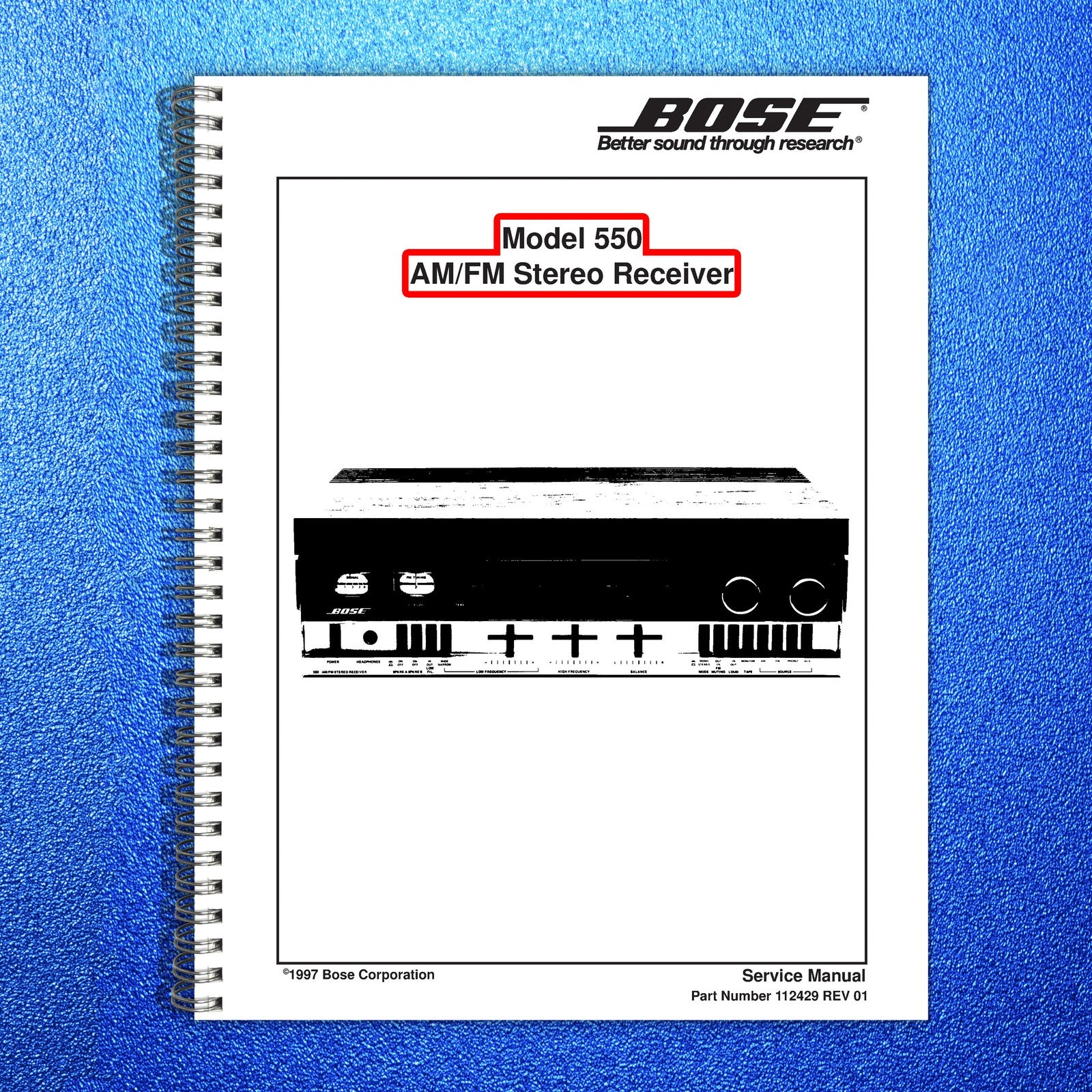BOSE 550 AMFM Stereo Receiver Service Manual 1997 - WIRE BOUND - TOUGH COVERS