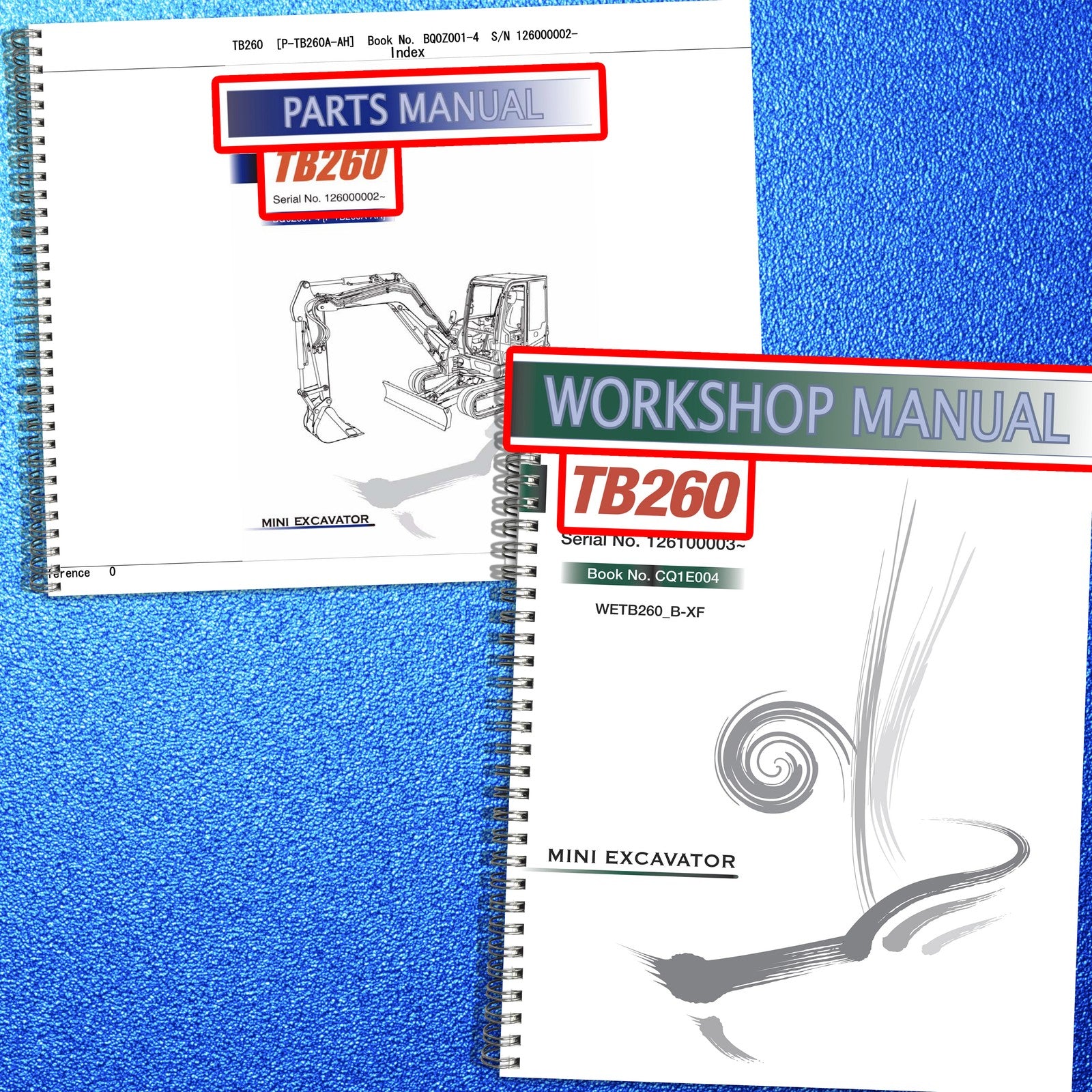 TAKEUCHI TB260 Mini Excavator Parts & Workshop Manual BUNDLE - BOUND - FOLDOUTS!