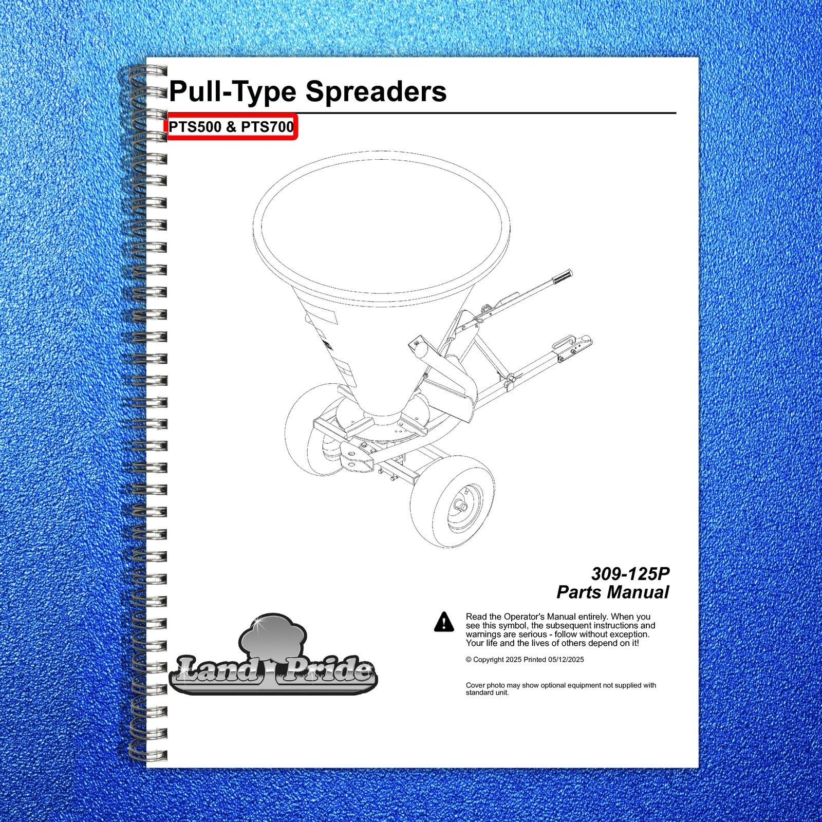 LAND PRIDE PTS Series Pull-type Spreaders Parts Manual 2025 - WIRE BOUND