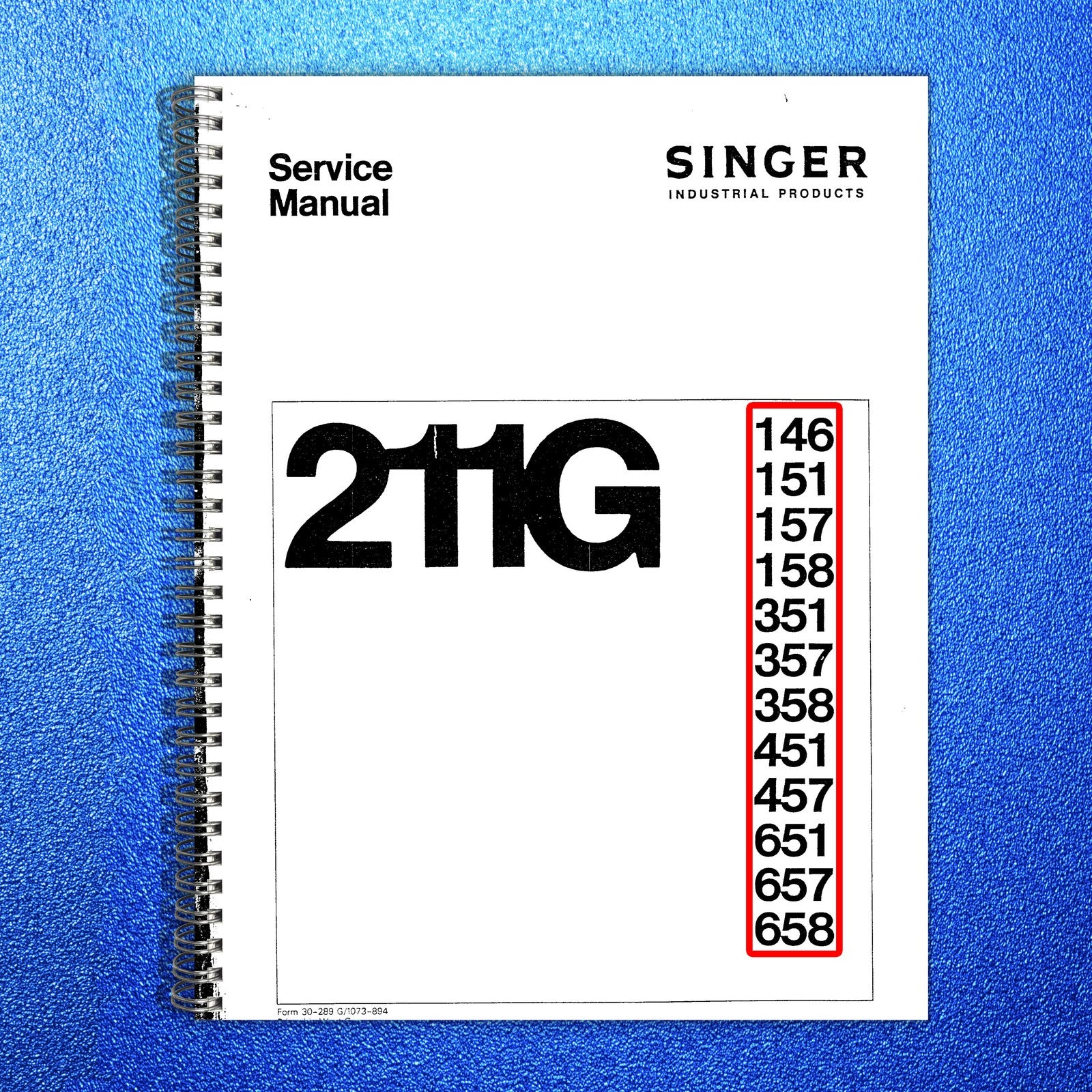 SINGER 211G146 211G151 211G157 Sewing Machine Service Manual - WIRE BOUND