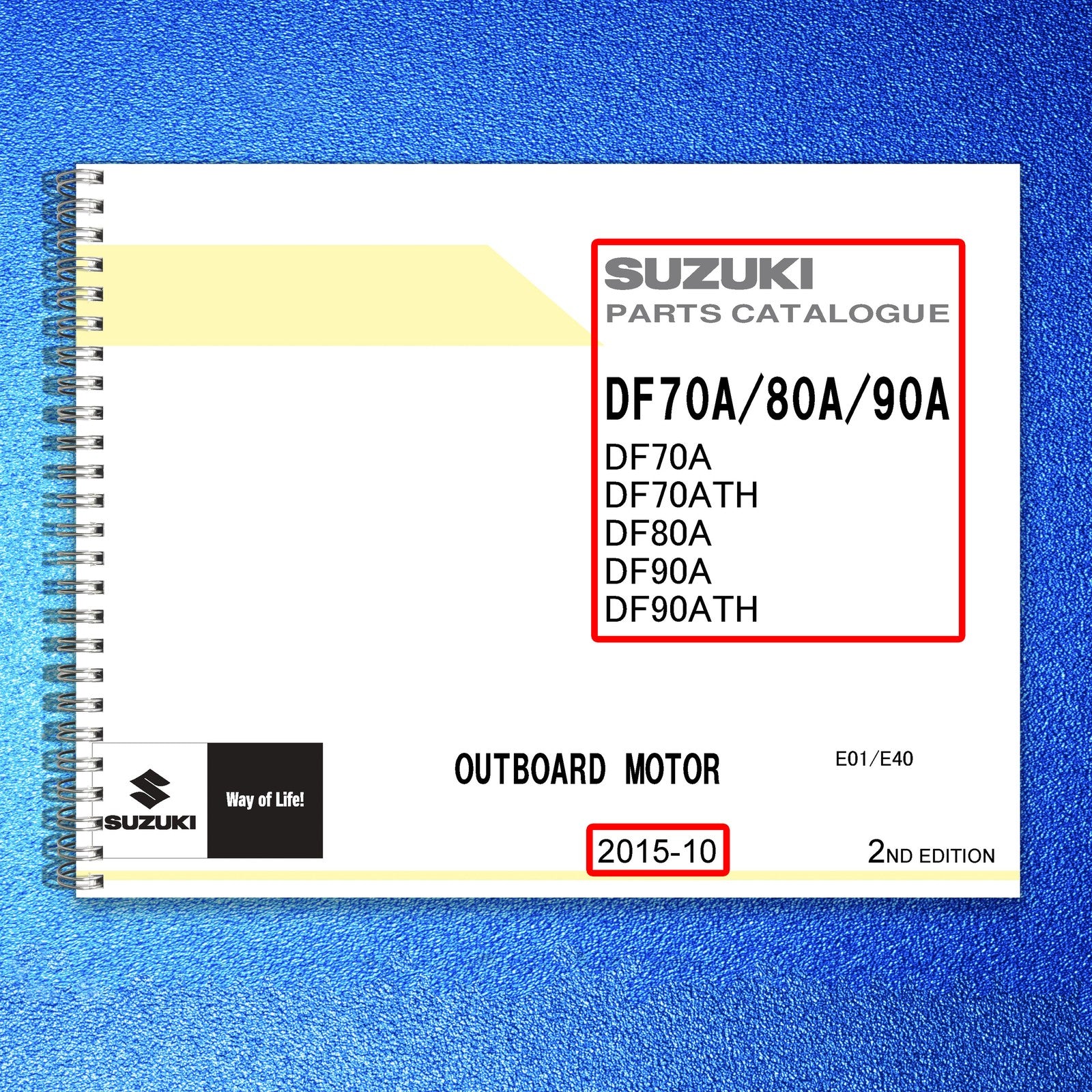 SUZUKI DF70A DF80A DF90A PARTS CATALOGUE - STEEL WIRE BOUND - PROTECTIVE COVERS