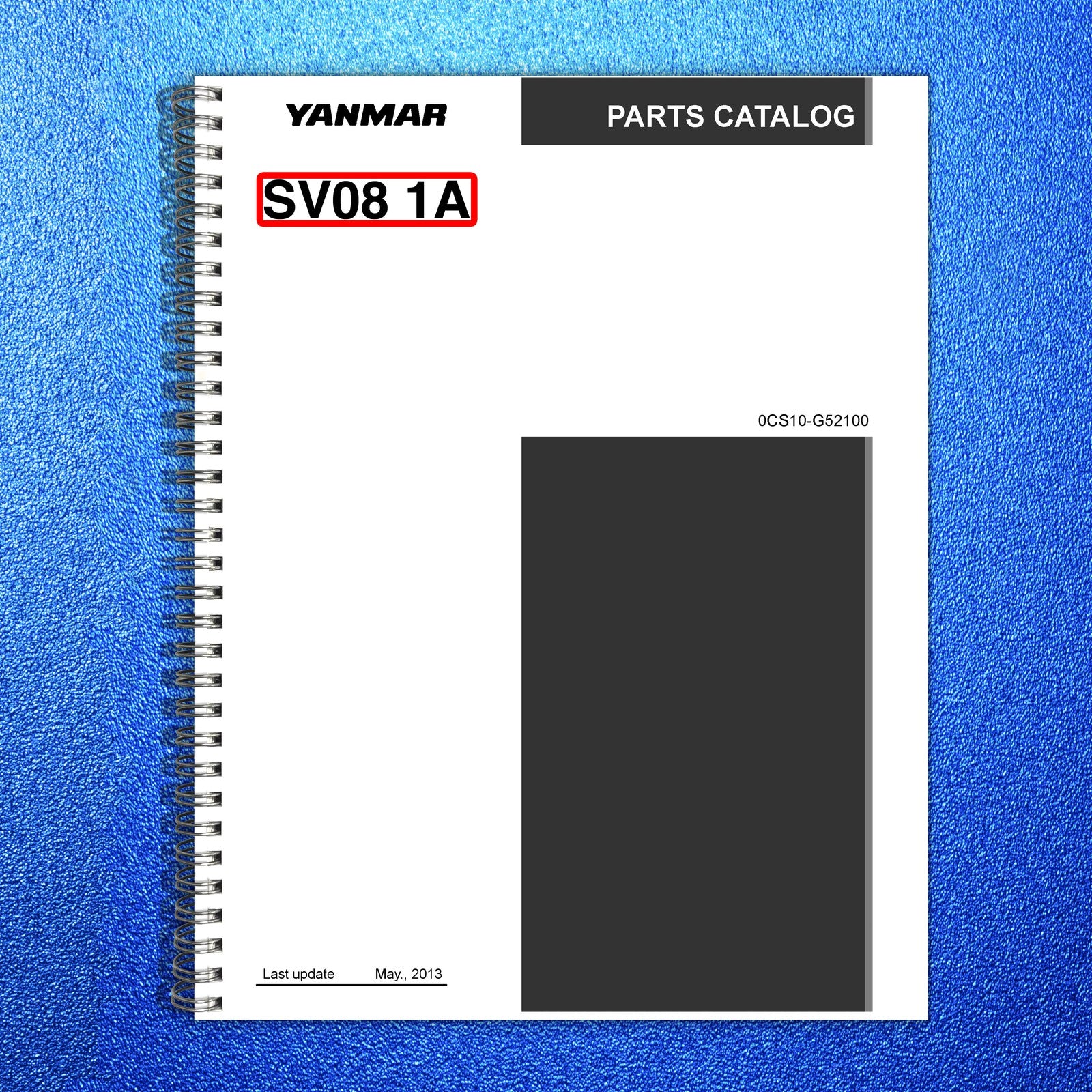 YANMAR SV08-1A Excavator Parts Catalog Manual 2013 - WIRE BOUND - TOUGH COVERS