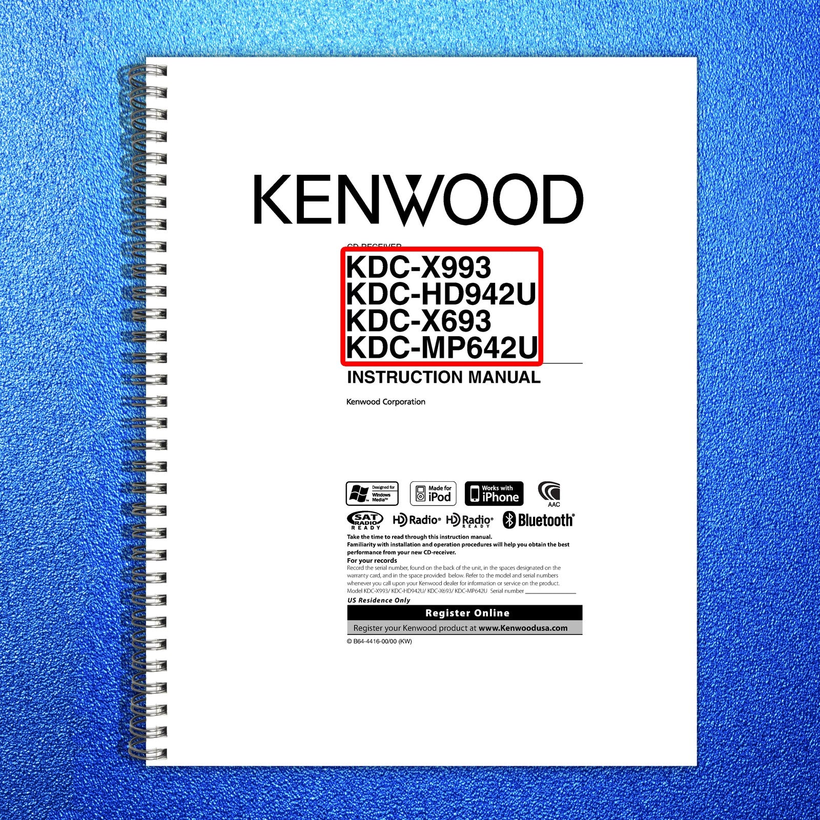 KENWOOD KDC-X993 KDC-HD942U KDC-X693 KDC-MP642U Instruction Manual - WIRE BOUND