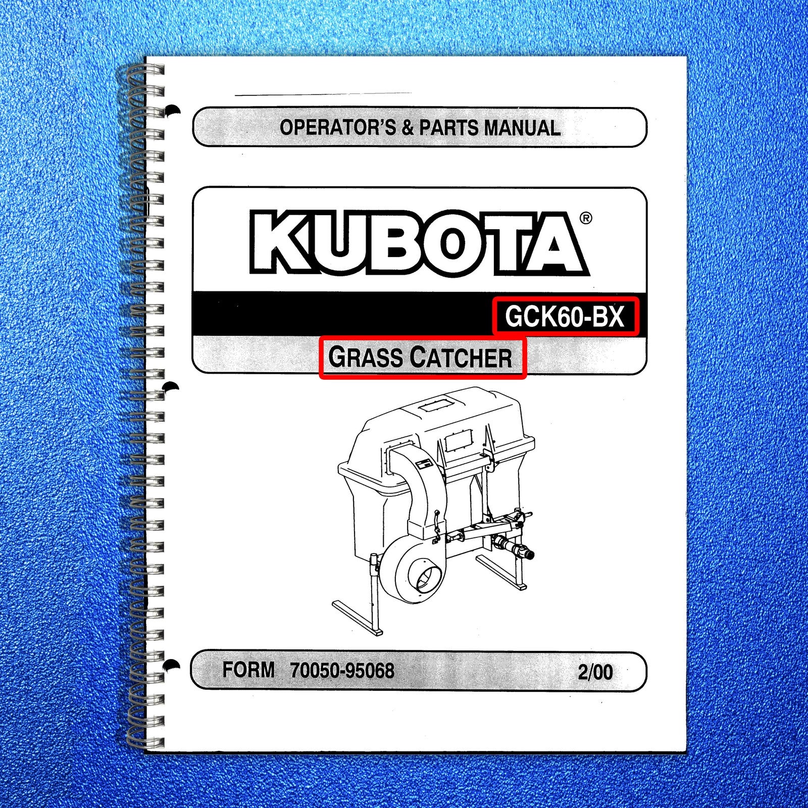 KUBOTA GCK60BX Grass Catcher Manual - STEEL WIRE BOUND - PROTECTIVE COVERS