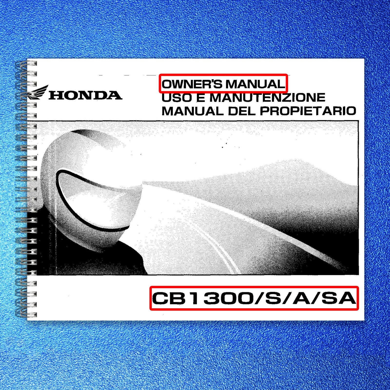 HONDA CB1300 S A SA Owners Manual 2009 - STEEL WIRE BOUND - PROTECTIVE COVERS