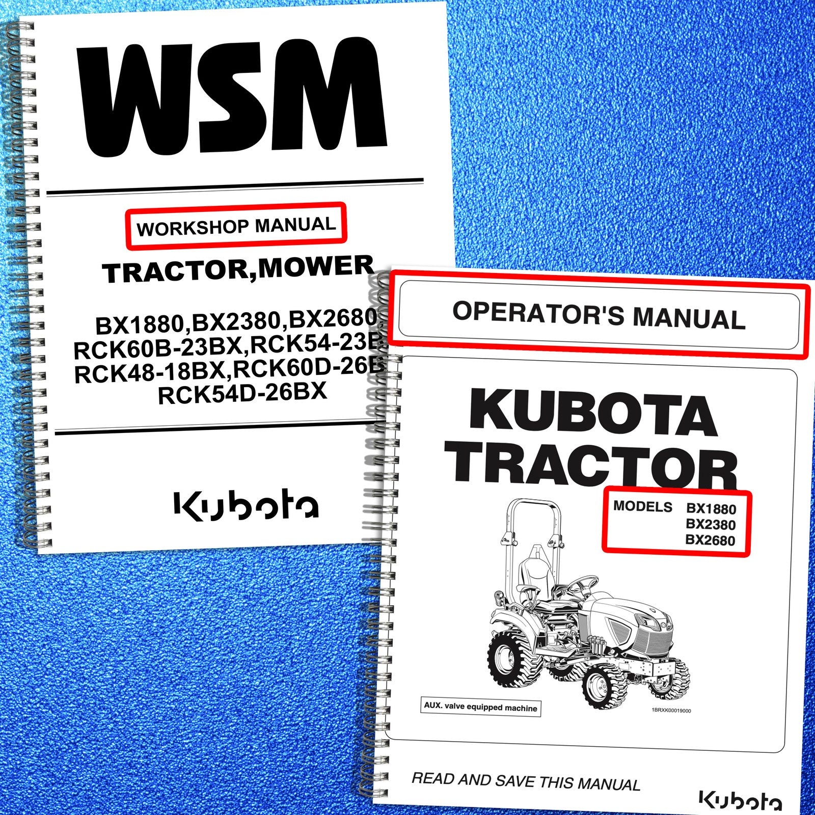 KUBOTA BX1880 BX2380 BX2680 Service Workshop & Operators Manual BUNDLE