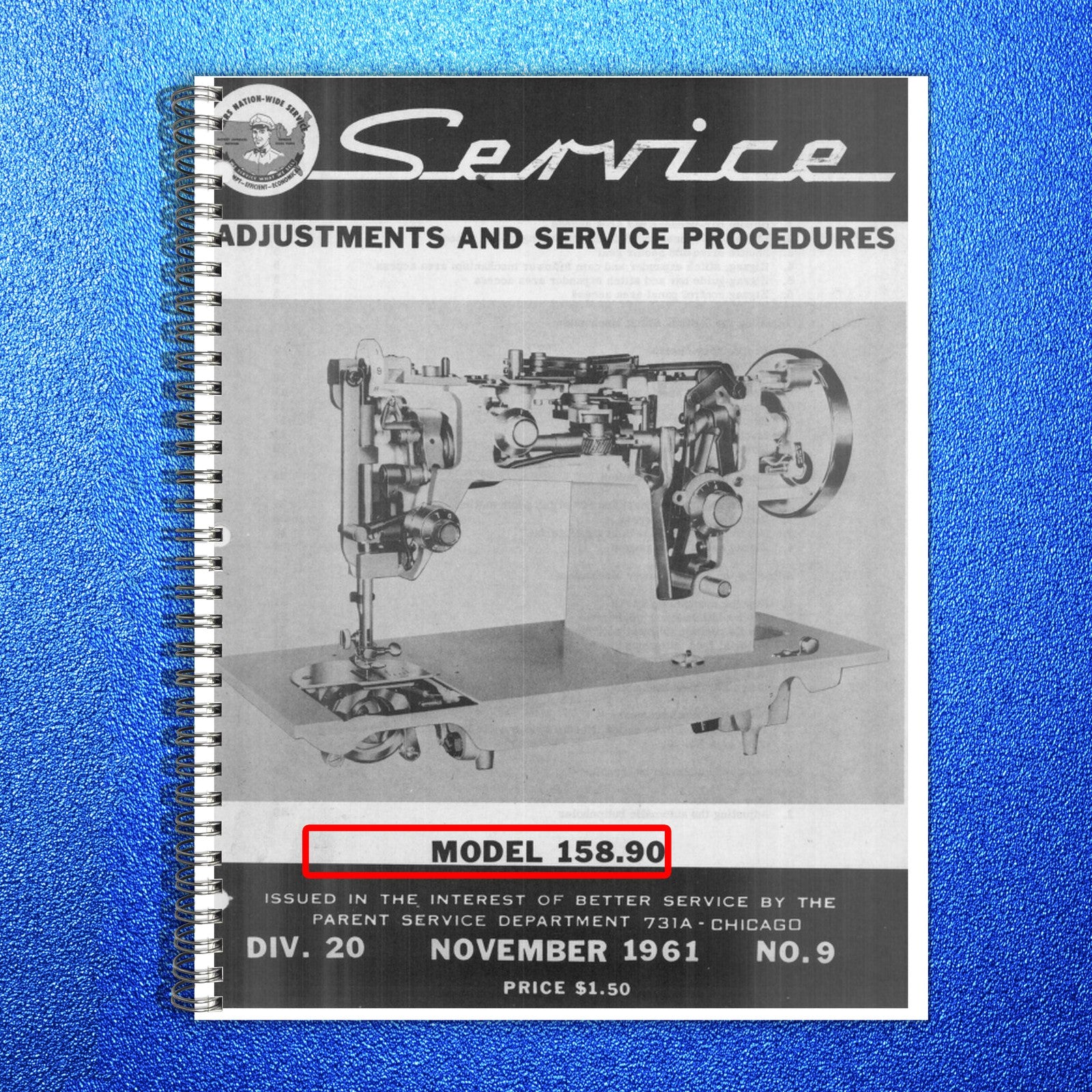 KENMORE 15890 Adjustments And Service Procedures Manual 1961 - WIRE BOUND