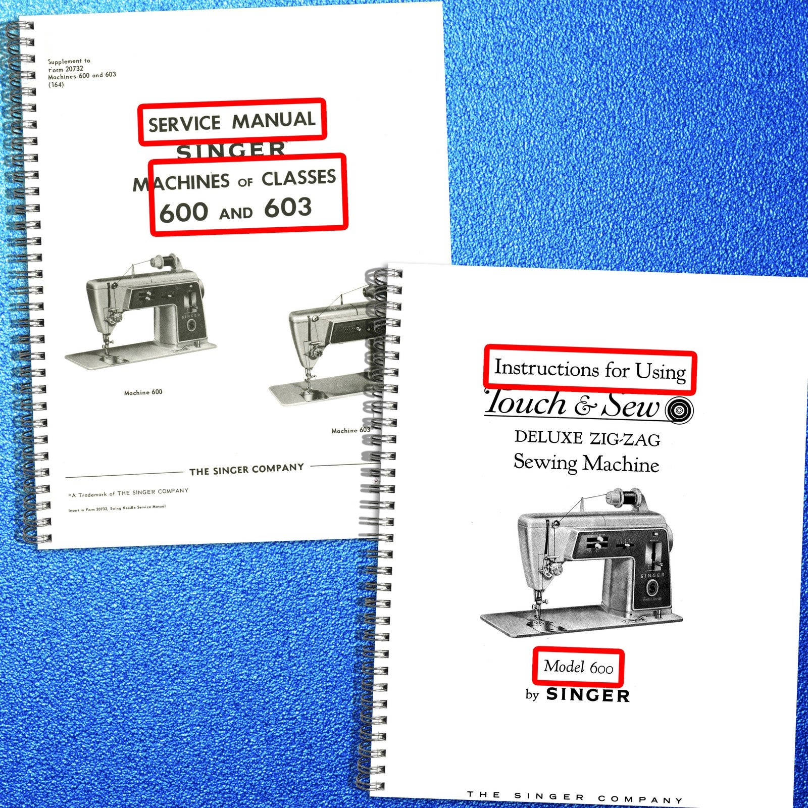 SINGER 600 603 Sewing Machine Service & Operators Manual BUNDLE - WIRE BOUND