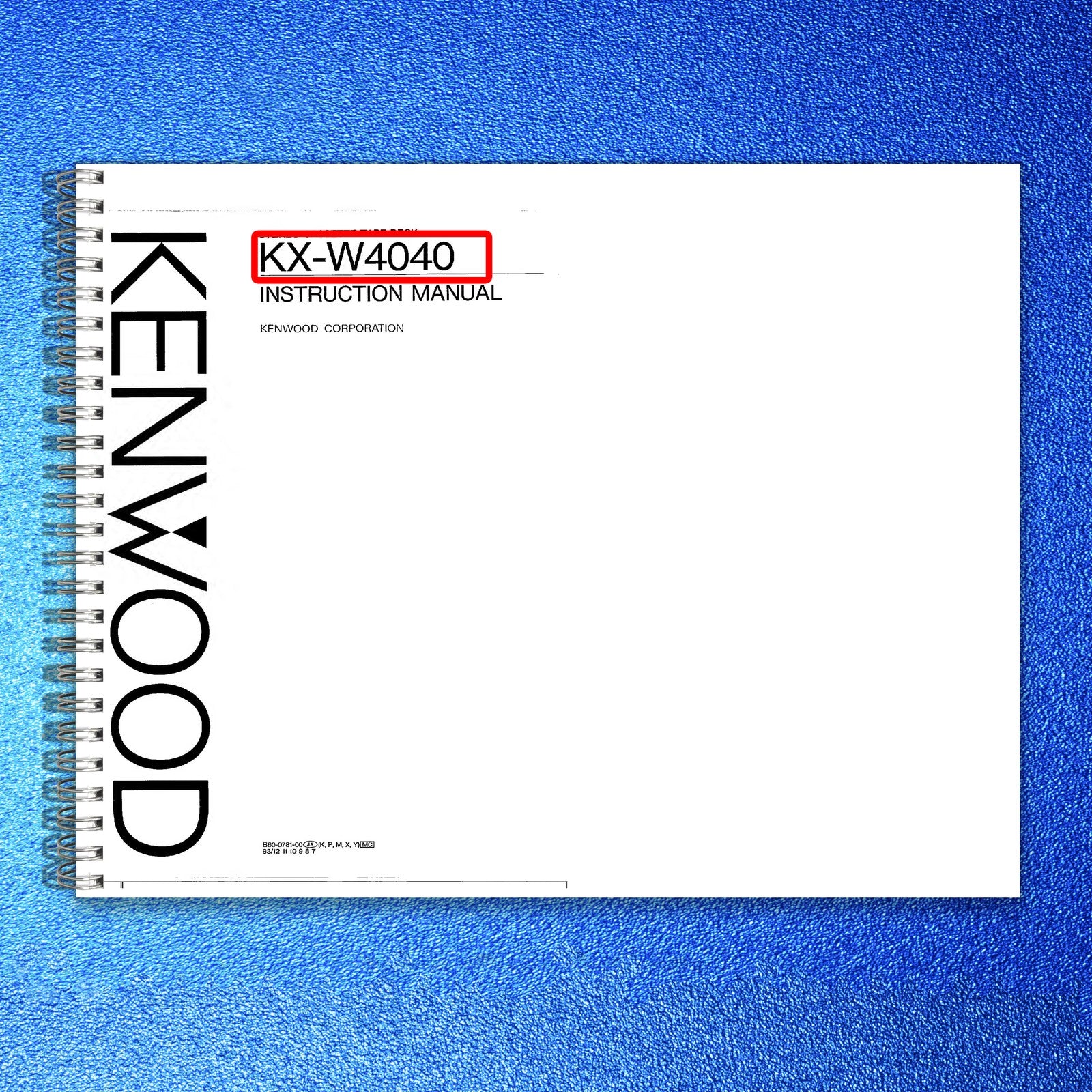 KENWOOD KX-W4040 Stereo Cassette Tape Deck Instruction Manual - WIRE BOUND