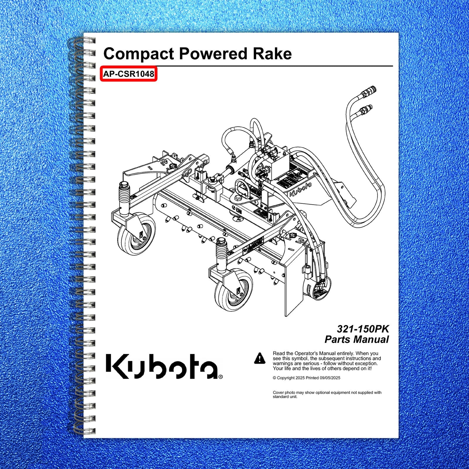 LAND PRIDE CSR10 Series Compact Powered Rakes Parts Manual 2025 - WIRE BOUND