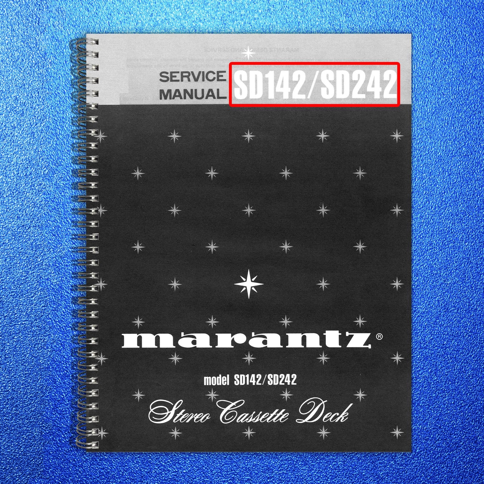 MARANTZ SD-142 SD-242 Cassette Deck Service Manual - BOUND - COVERS - FOLDOUTS