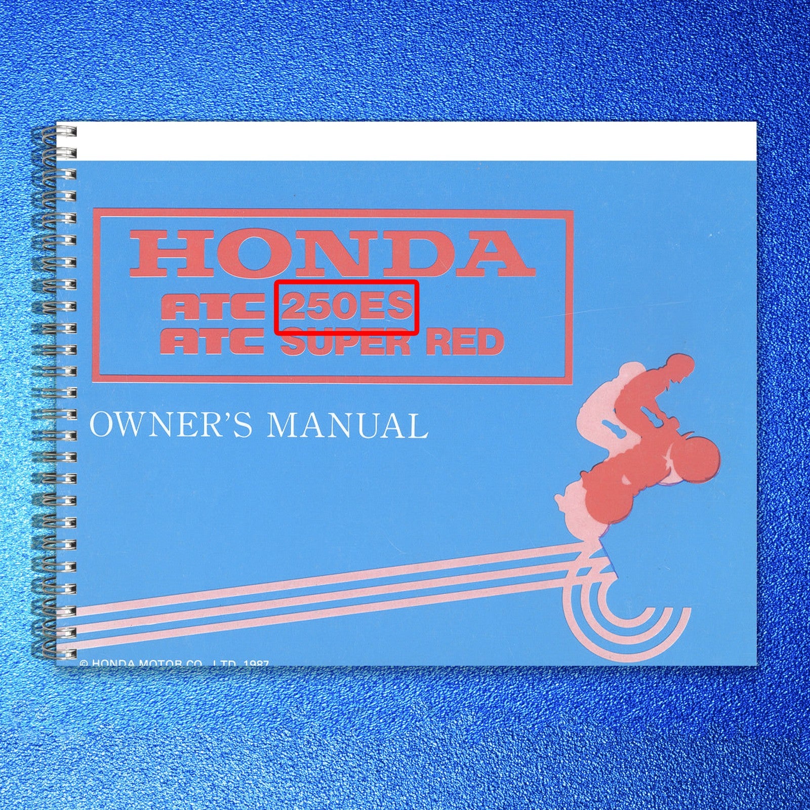HONDA ATC 250ES ATC Super Red Owners Manual 1987 - WIRE BOUND - TOUGH COVERS