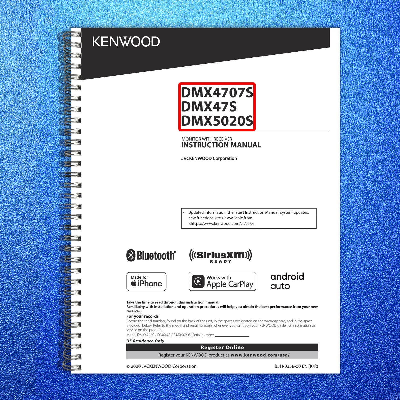 KENWOOD DMX4707S DMX47S DMX5020S Instruction Manual 2020 - WIRE BOUND - COVERS