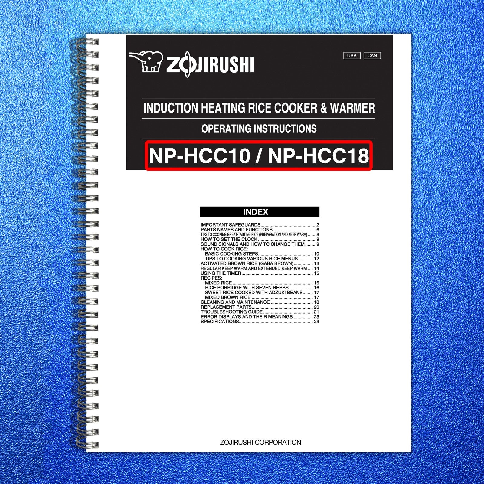 ZOJIRUSHI NP-HCC10 18 Induction Heating Rice Operating Instructions Manual