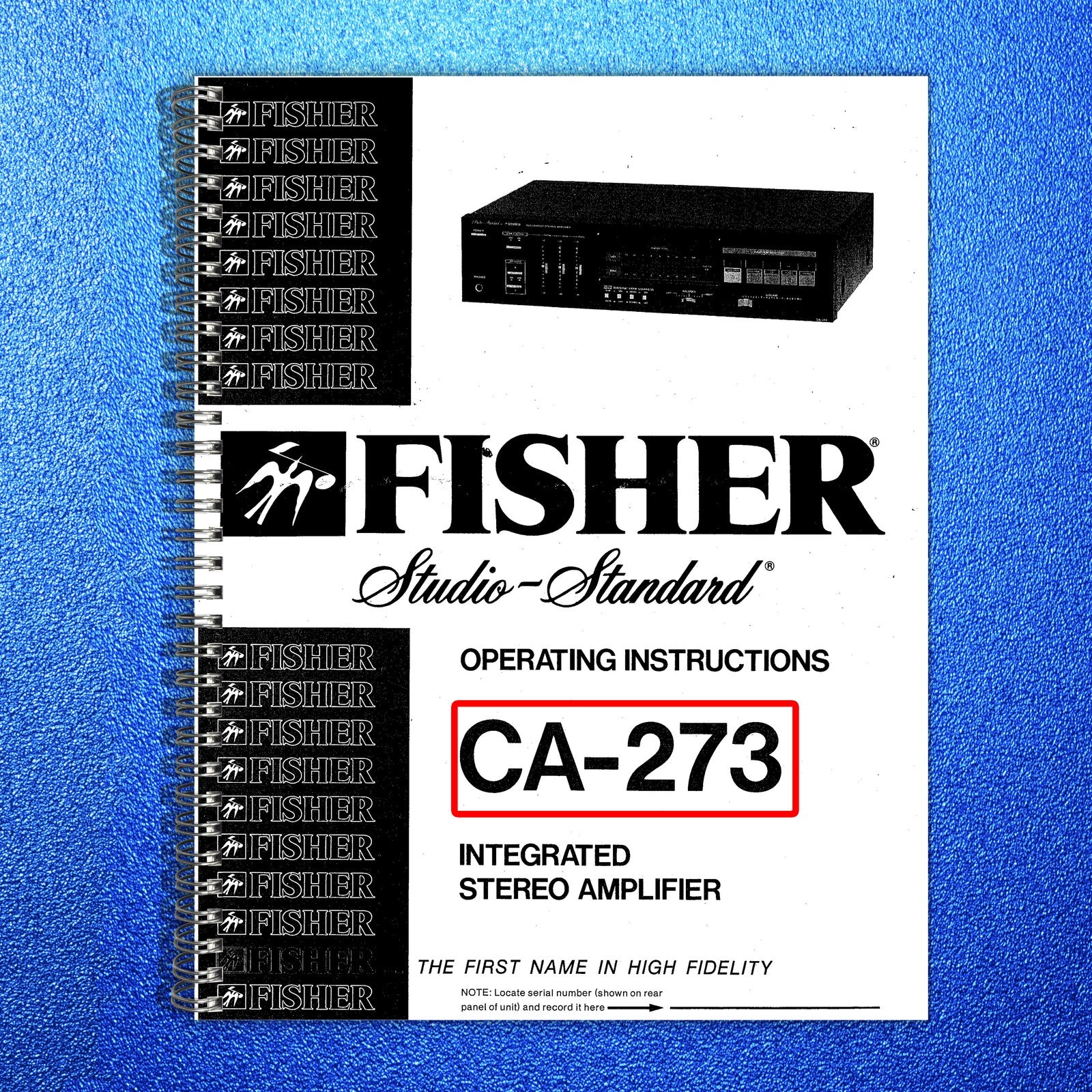 FISHER Studio Standard CA-273 Amplifier Instructions Manual - WIRE BOUND