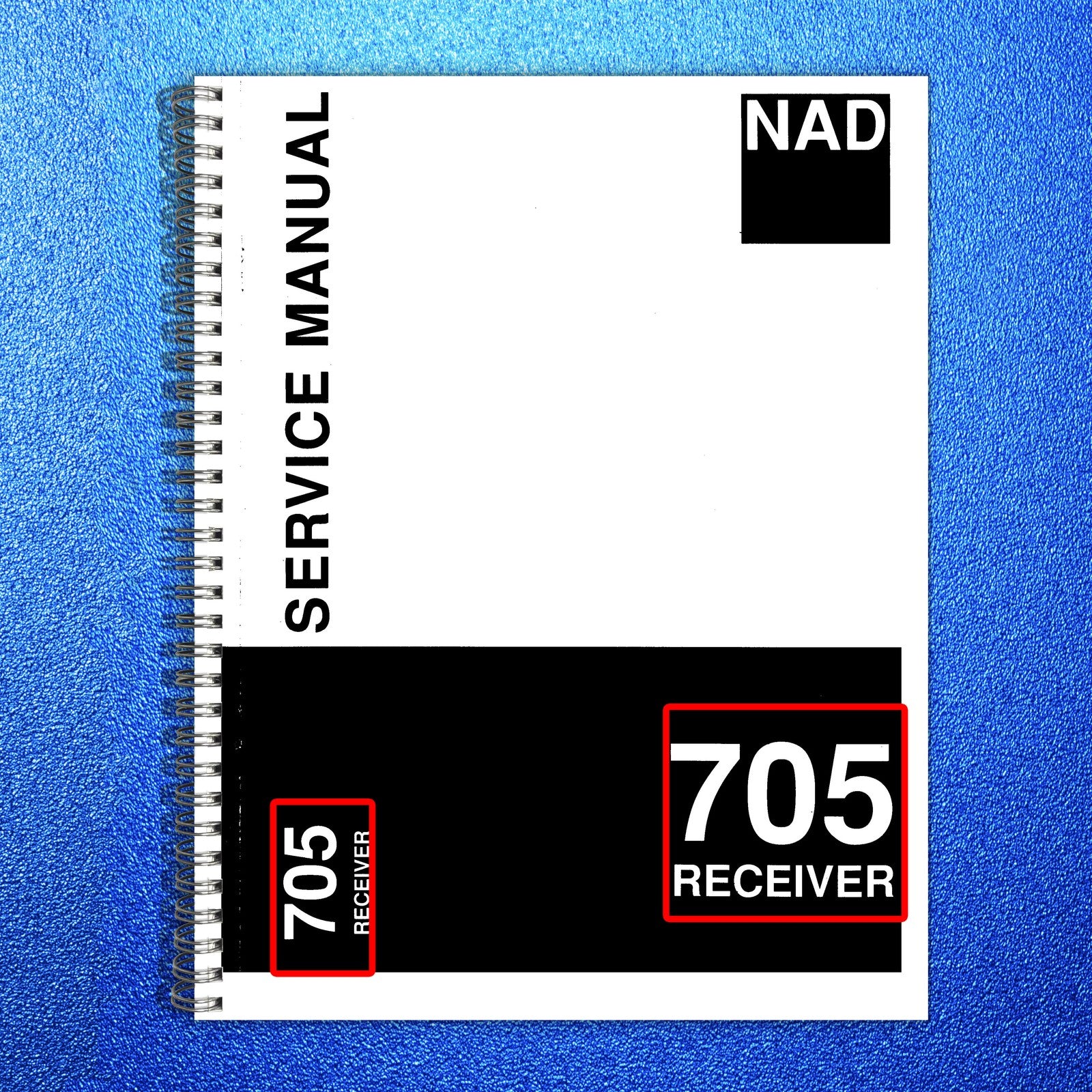 NAD 705 Receiver Service Manual - STEEL WIRE BOUND - PROTECTIVE COVERS
