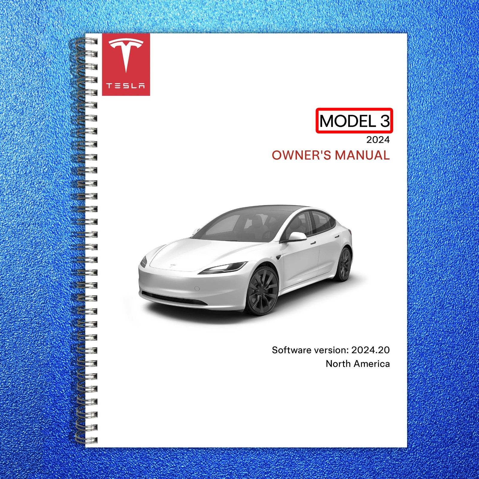 TESLA Model 3 2024 Owners Manual - STEEL WIRE BOUND - PROTECTIVE COVERS