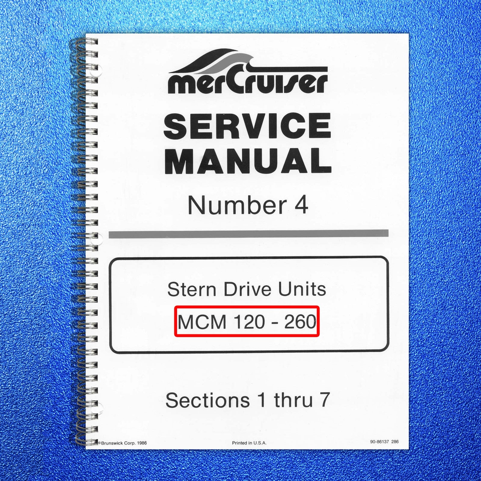 MERCURY MERCRUISER MCM 120 140 165 470 485 898 228 260 Service Manual 1986