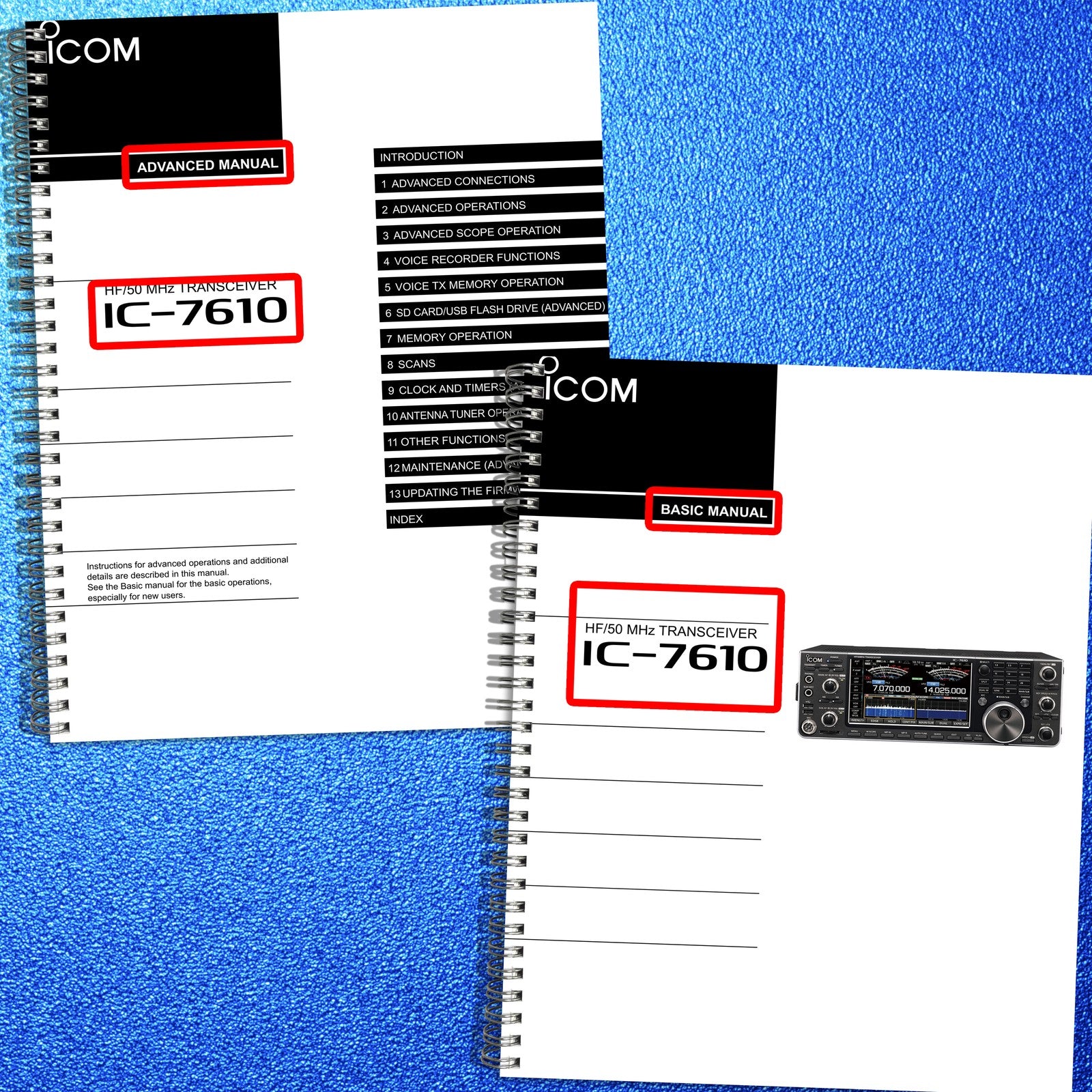 ICOM IC-7610 Transceiver Advanced & Basic Manual BUNDLE - BOUND - TOUGH COVERS