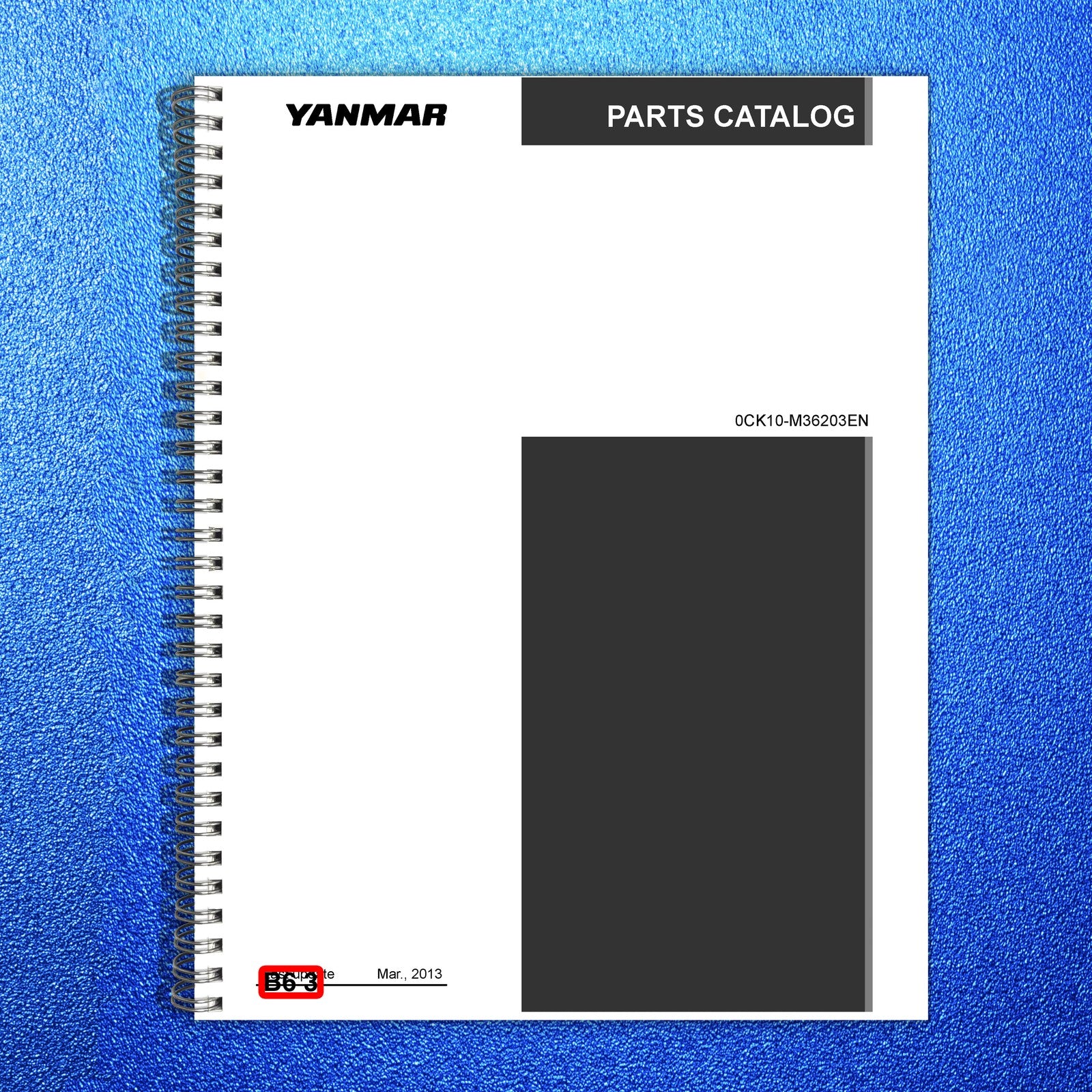 YANMAR B6-3 Excavator Parts Catalog Manual - STEEL WIRE BOUND - TOUGH COVERS