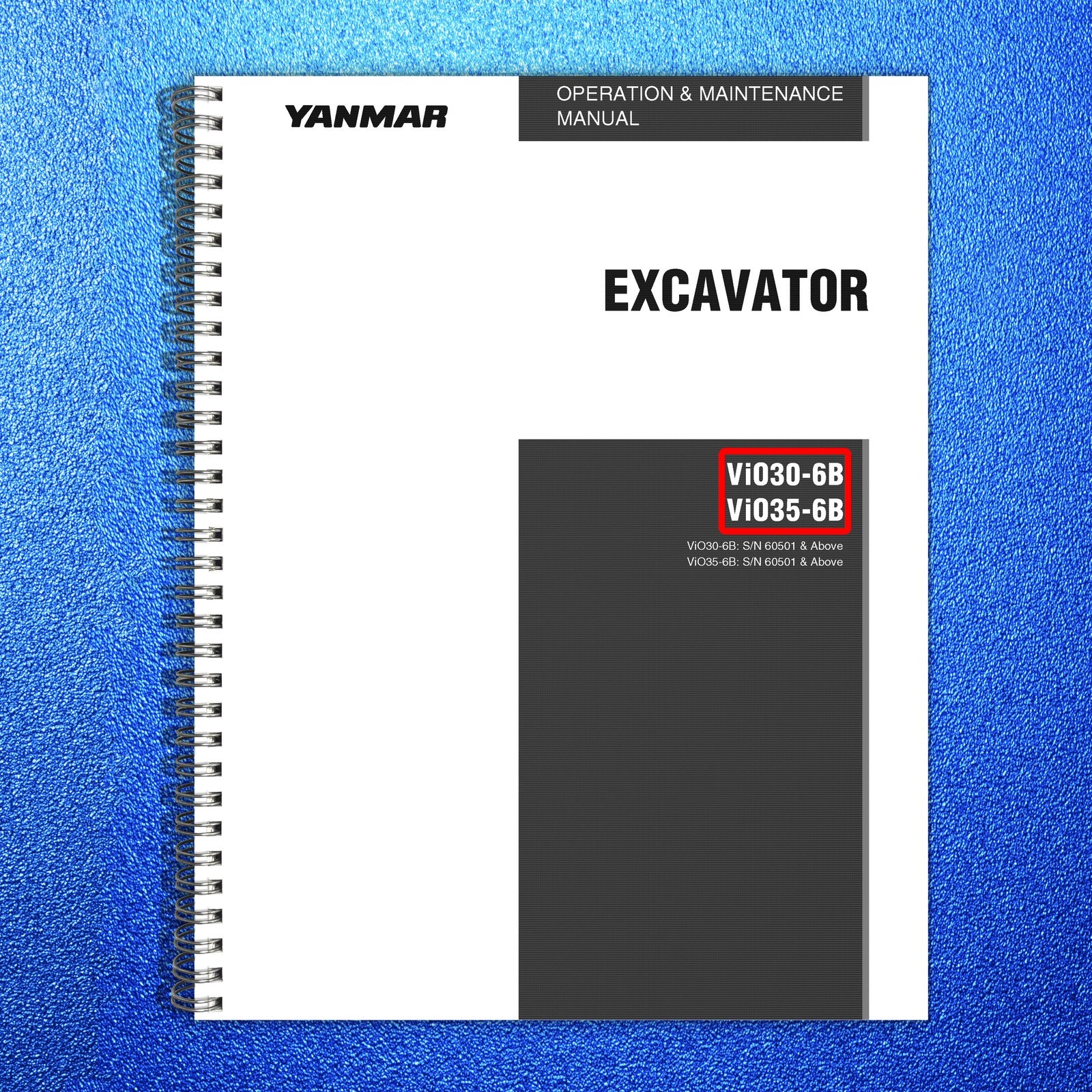 YANMAR ViO30-6B ViO35-6B Excavator Operation  Maintenance Manual - WIRE BOUND