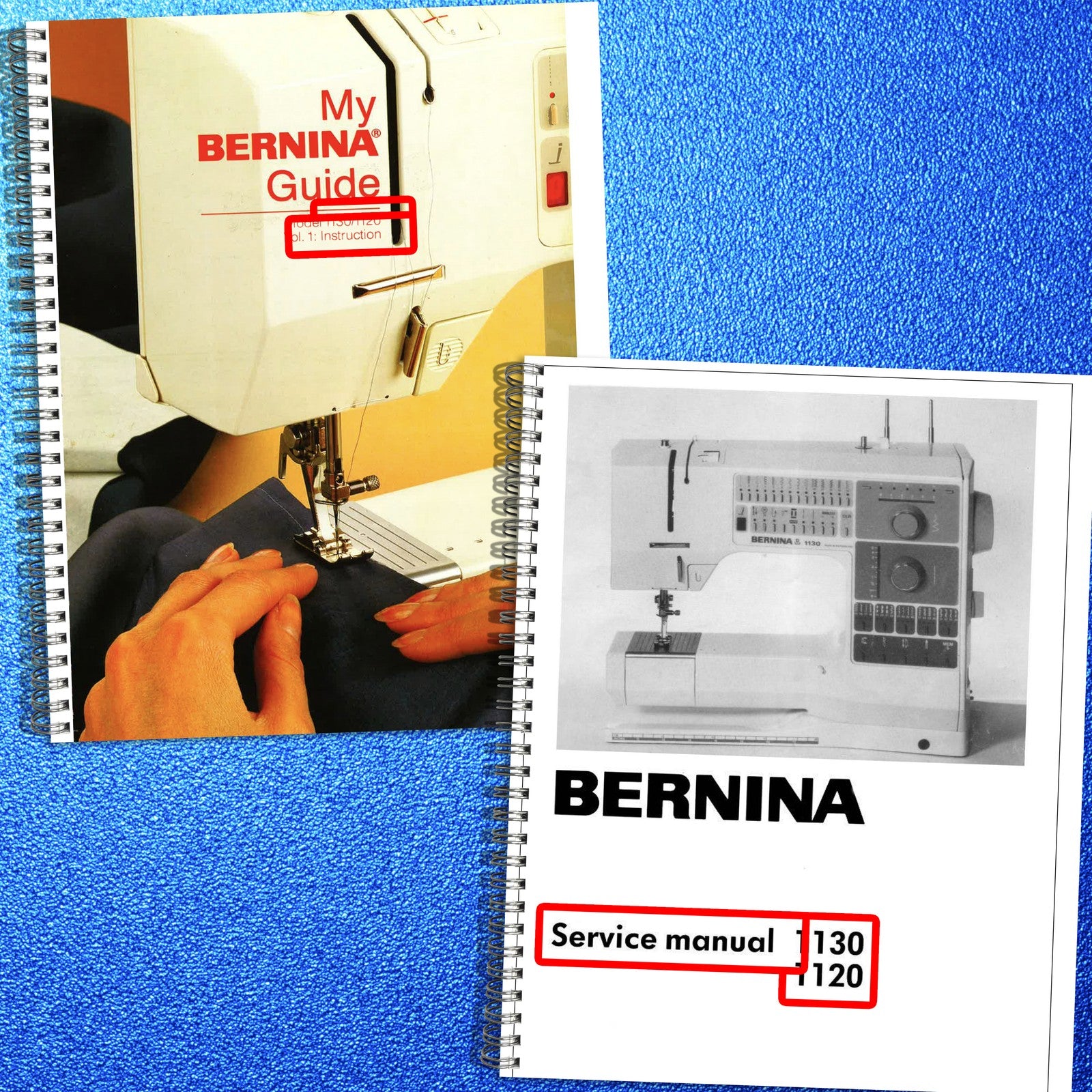 BERNINA 1120 1130 Operators & Service Manual BUNDLE - WIRE BOUND - TOUGH COVERS
