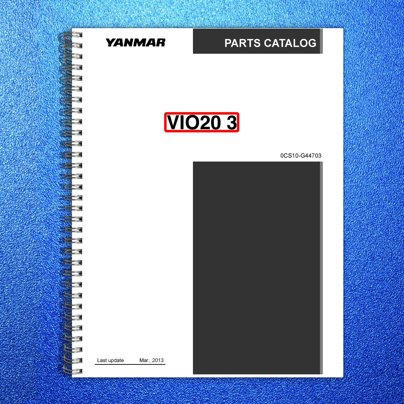 YANMAR ViO20-3 Excavator Parts Catalog Manual 2013 - WIRE BOUND - TOUGH COVERS