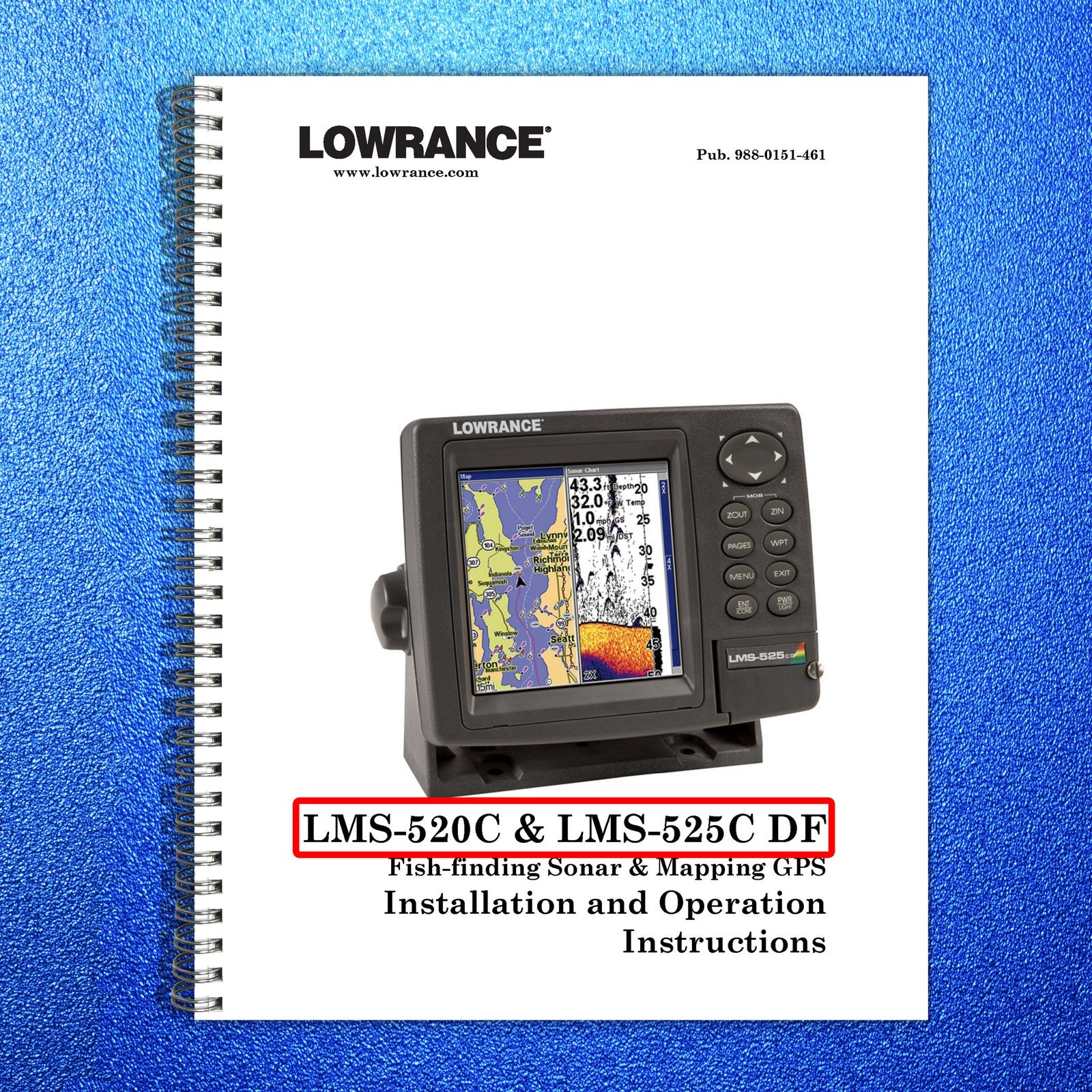 LOWRANCE LMS-520C 525C DF Fish Finder Sonar GPS Instructions Manual 2006 - BOUND