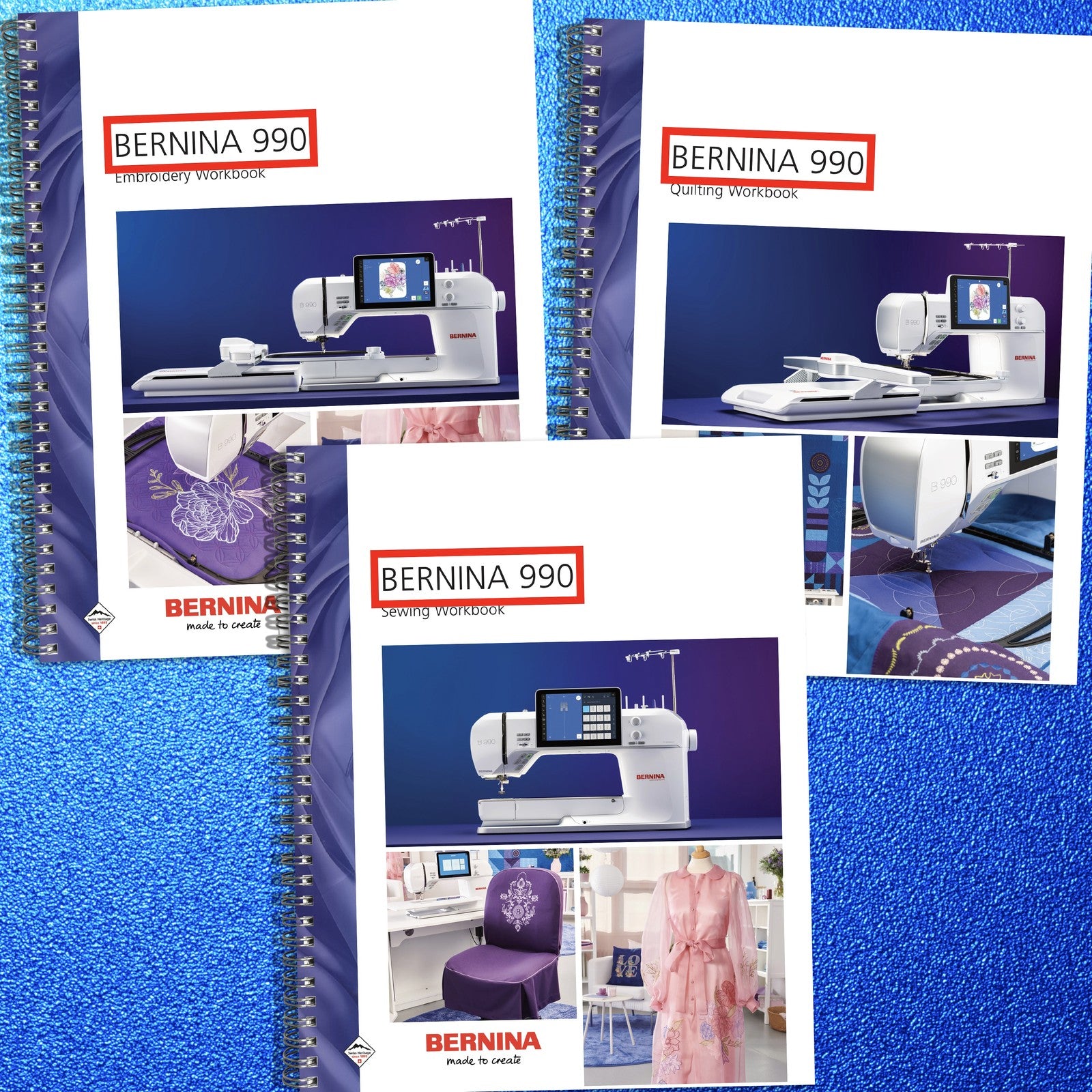 BERNINA 990 Sewing Quilting Embroidery Manual Bundle - WIRE BOUND - TOUGH COVERS