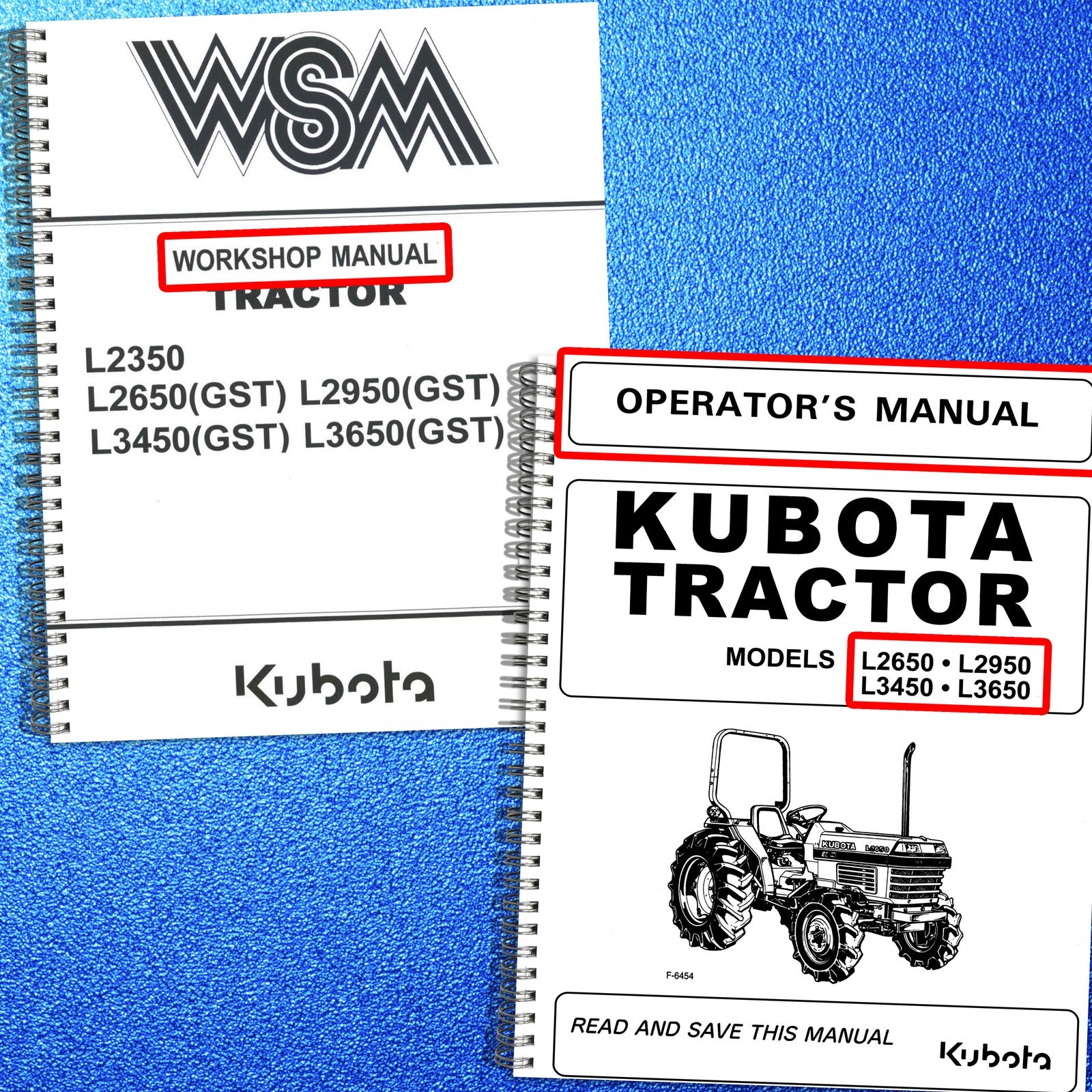 KUBOTA L2350 L2650 L2950 L3450 L3650 Workshop & Operators Manual BUNDLE